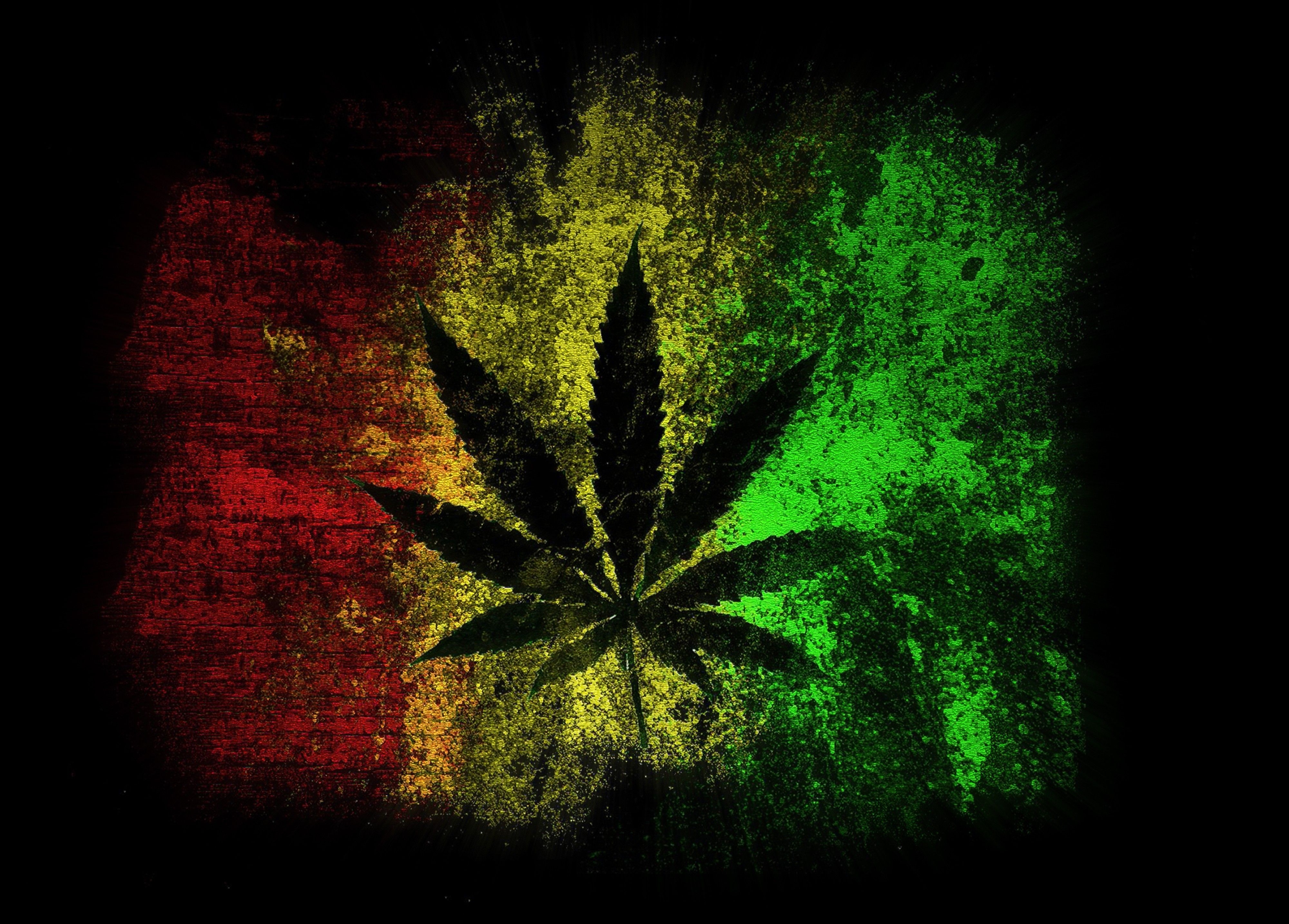 4000x2870 Jamaica artwork black background digital art leaves wallpaper, Desktop