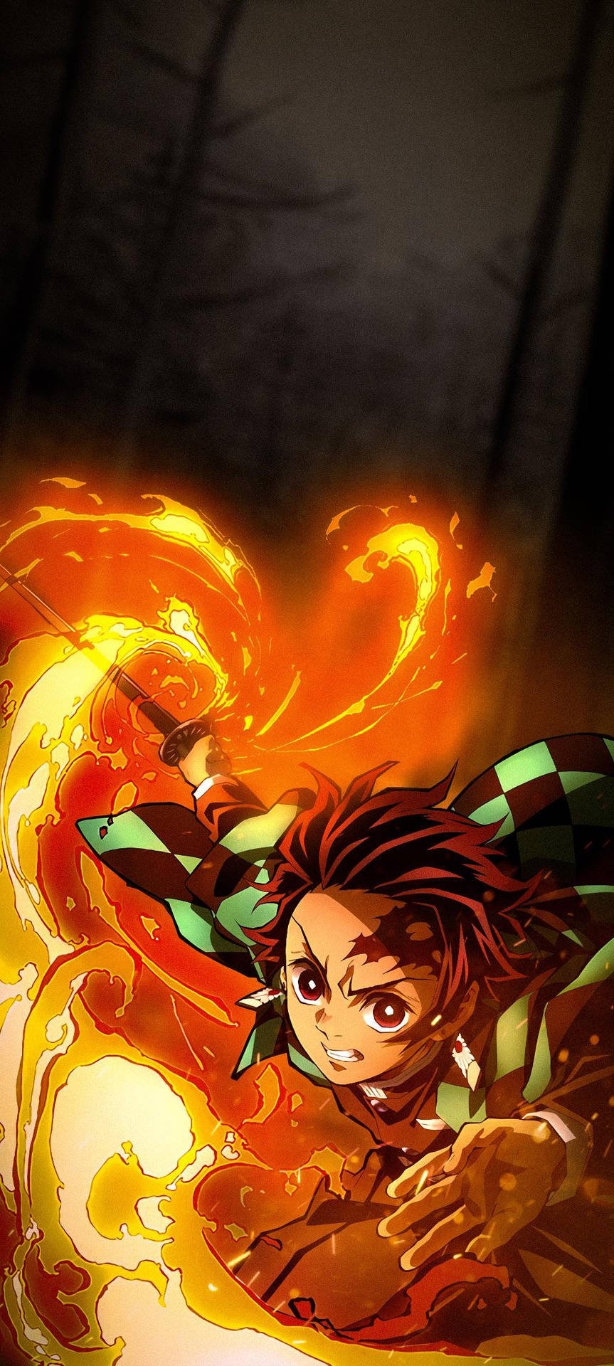 870x1920 Download Tanjiro On Fire Demon Slayer IPhone Wallpaper, Phone