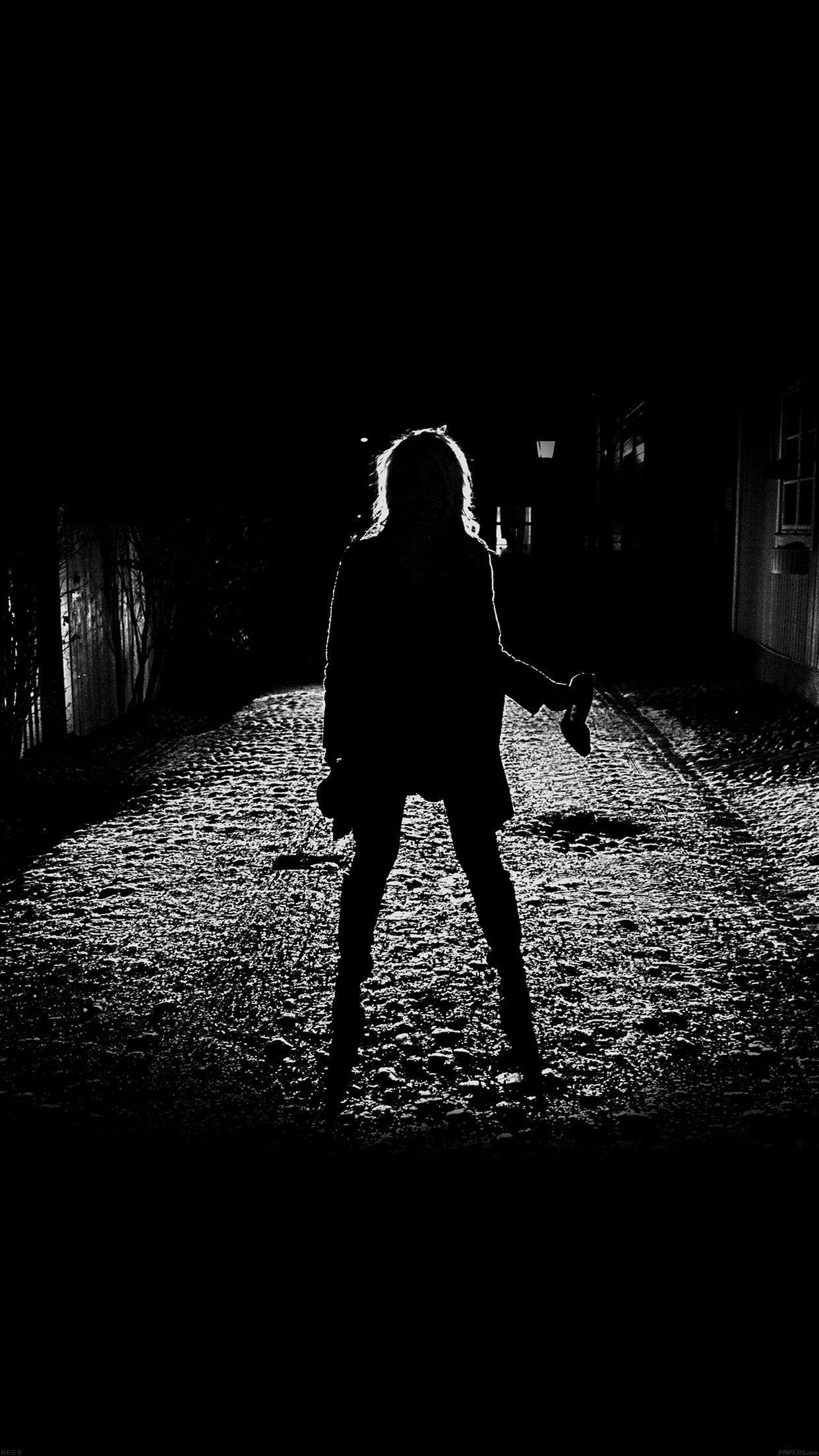 1250x2210 iPhone7papers silhouette dark street scary maybe, Phone