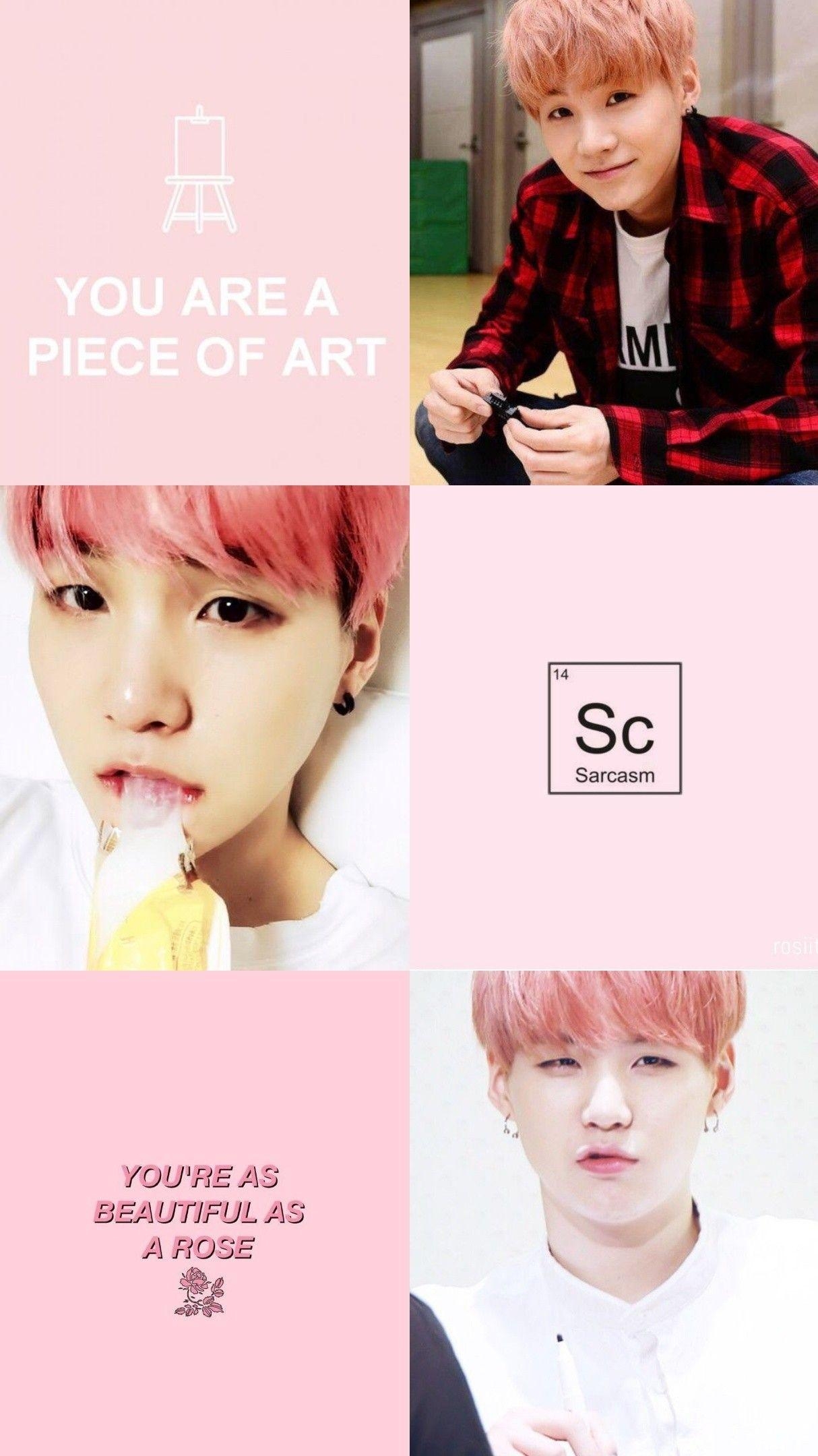 1220x2160 Suga Wallpaper #suga #sugawallpaper #btssuga #bts #aesthetic #pink, Phone