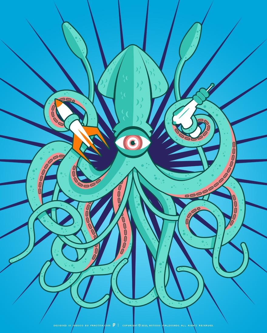 880x1100 Free download Giant Squid Attack by fractma [], Phone