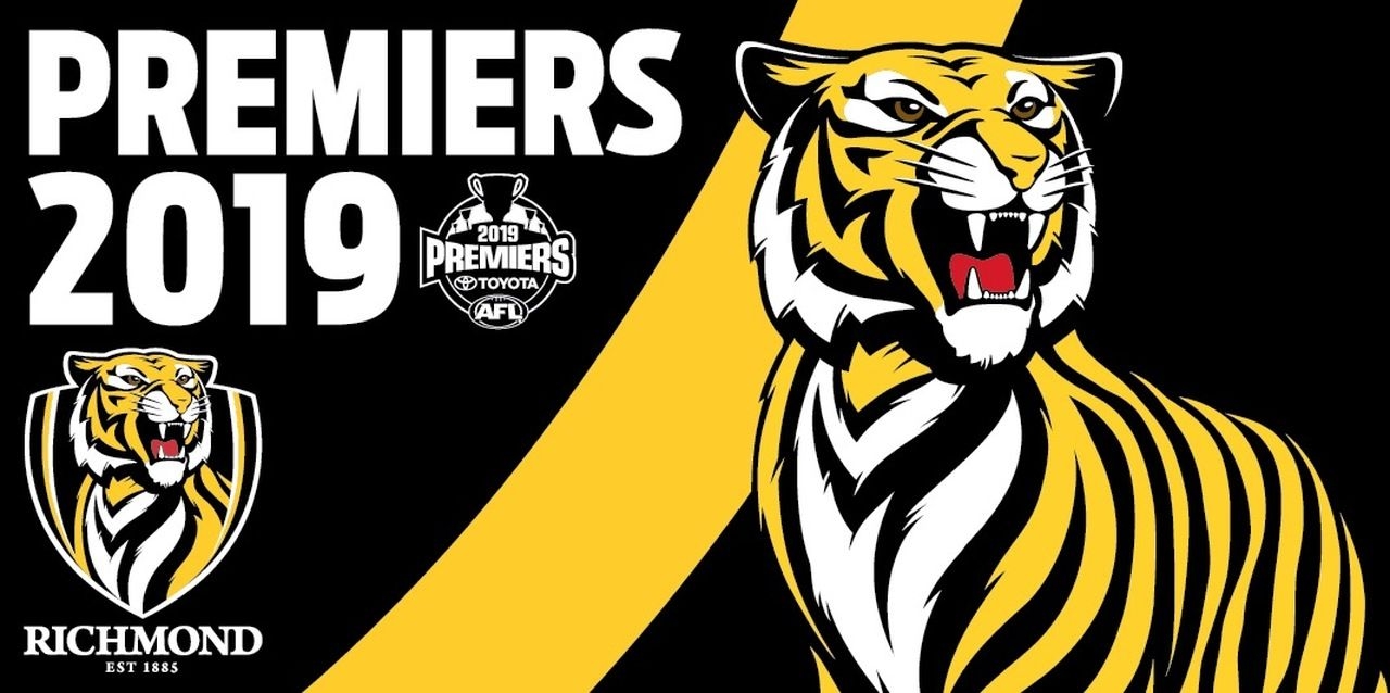 1280x640 Richmond Tigers Premiers Flag Pole Flag, Dual Screen