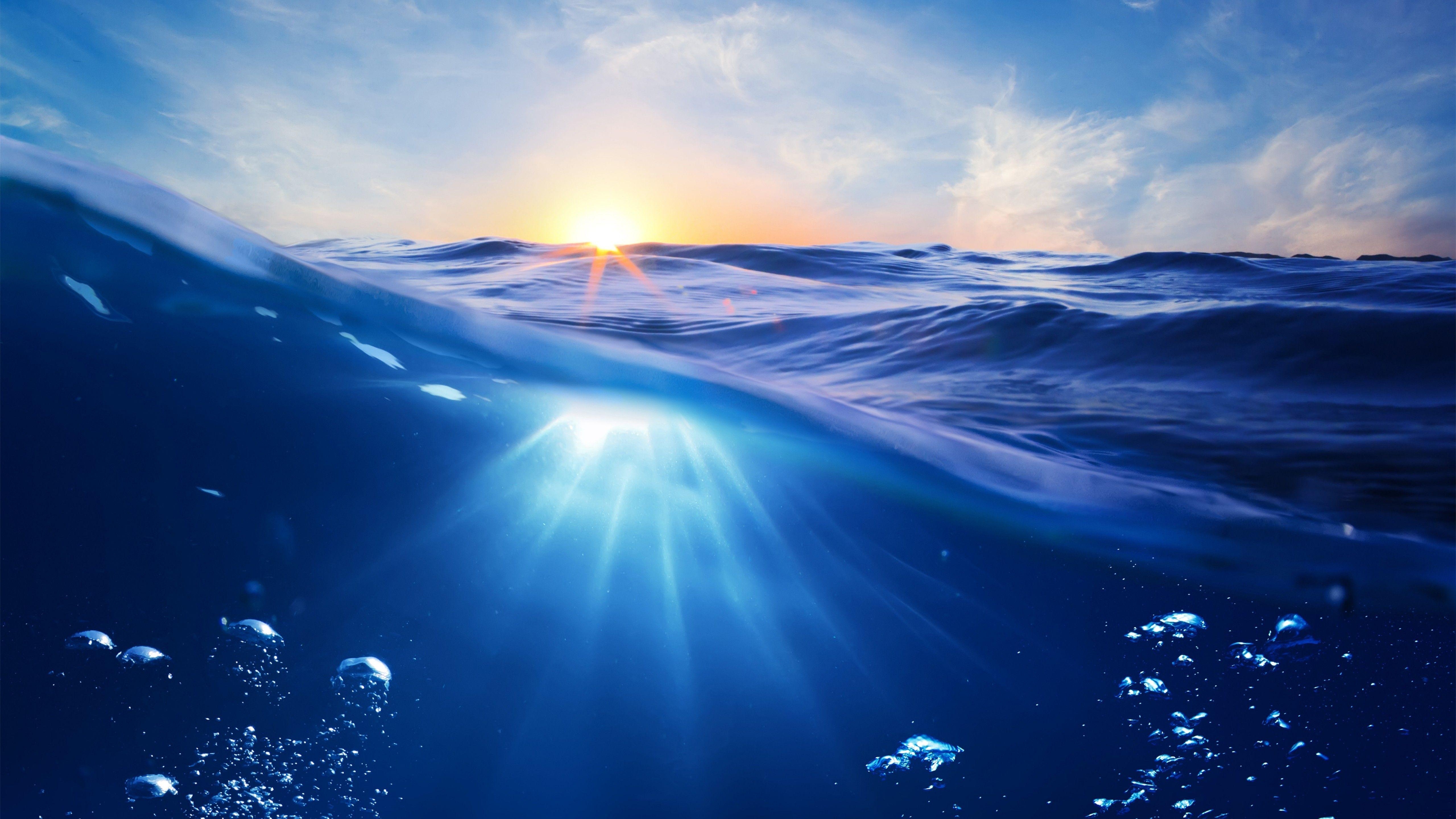 5120x2880 Wallpaper Ocean, 5k, 4k wallpaper, 8k, Sea, nature, underwater, water, sun, sky, blue, rays, OS, Desktop