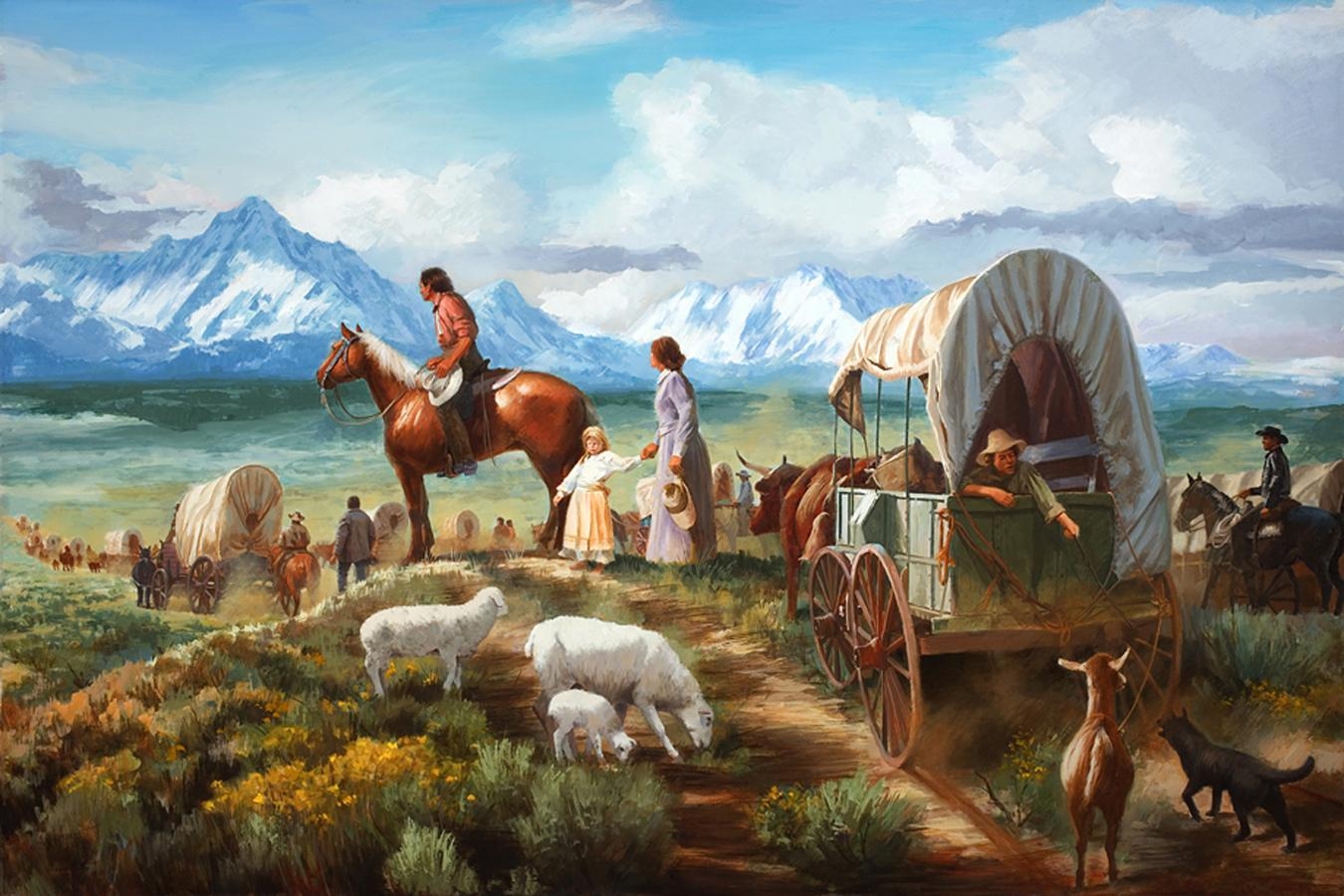 1350x900 First wagon train crosses to Oregon, Desktop