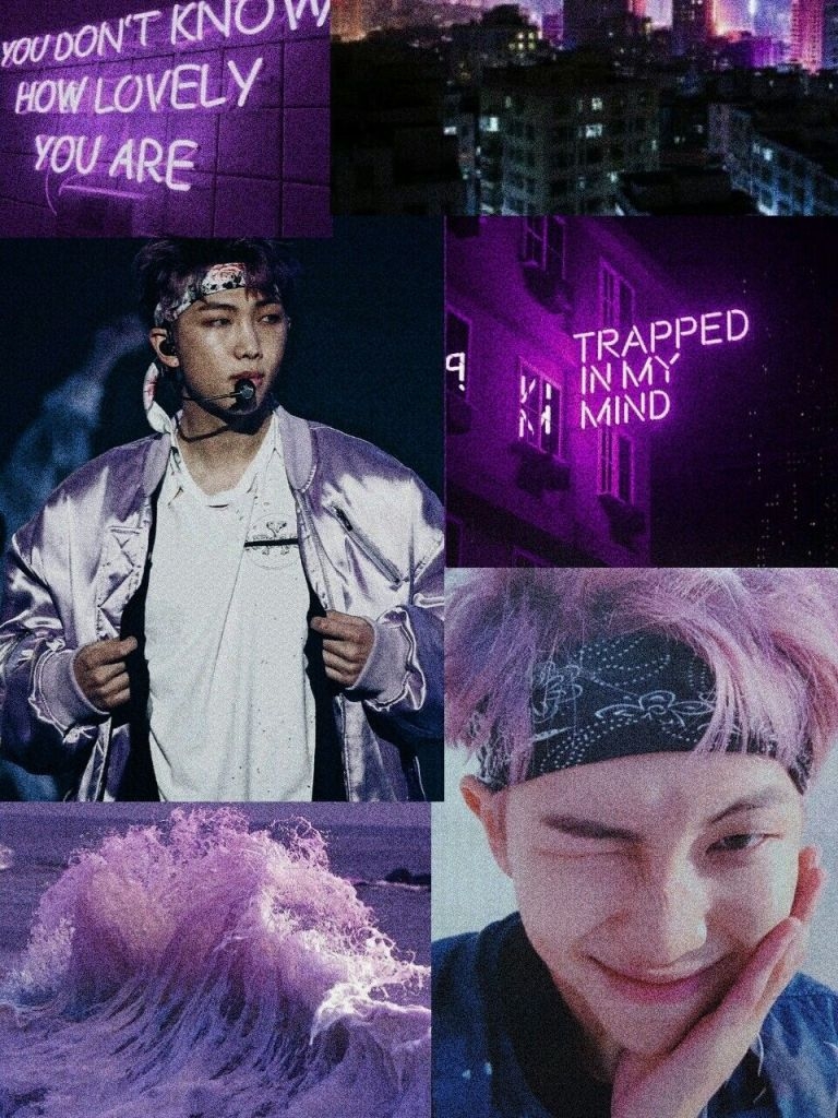 770x1030 Free download BTS Kim Namjoon RM Purple Aesthetic Wallpaper made, Phone