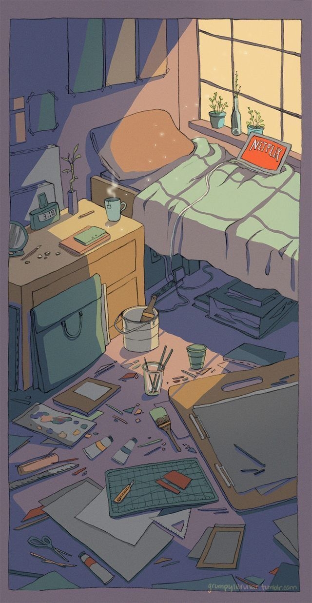 640x1240 Aesthetic Anime Bedroom Wallpaper, Phone