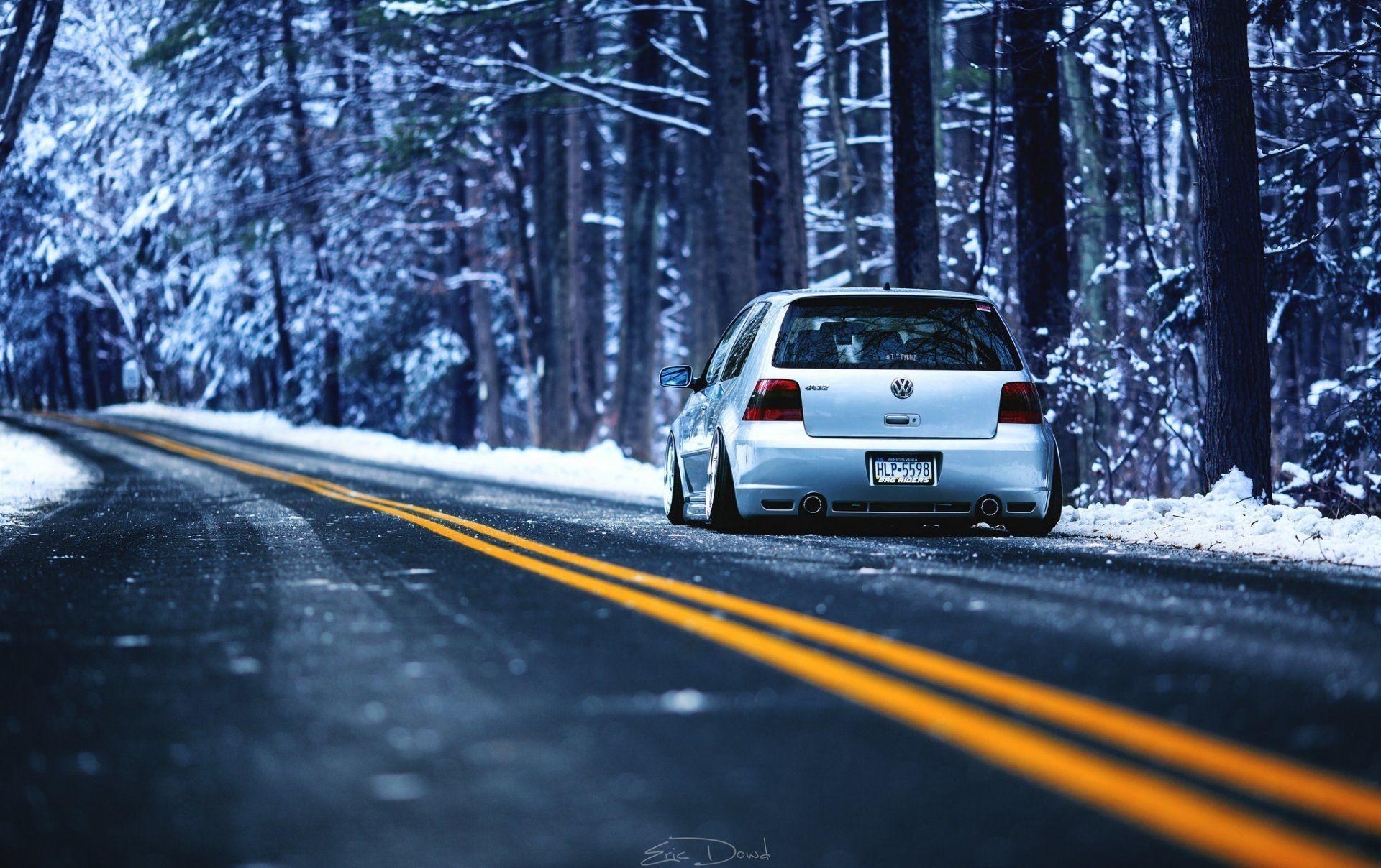 1920x1210 volkswagen r32 mk4 winter road counting forest HD wallpaper, Desktop