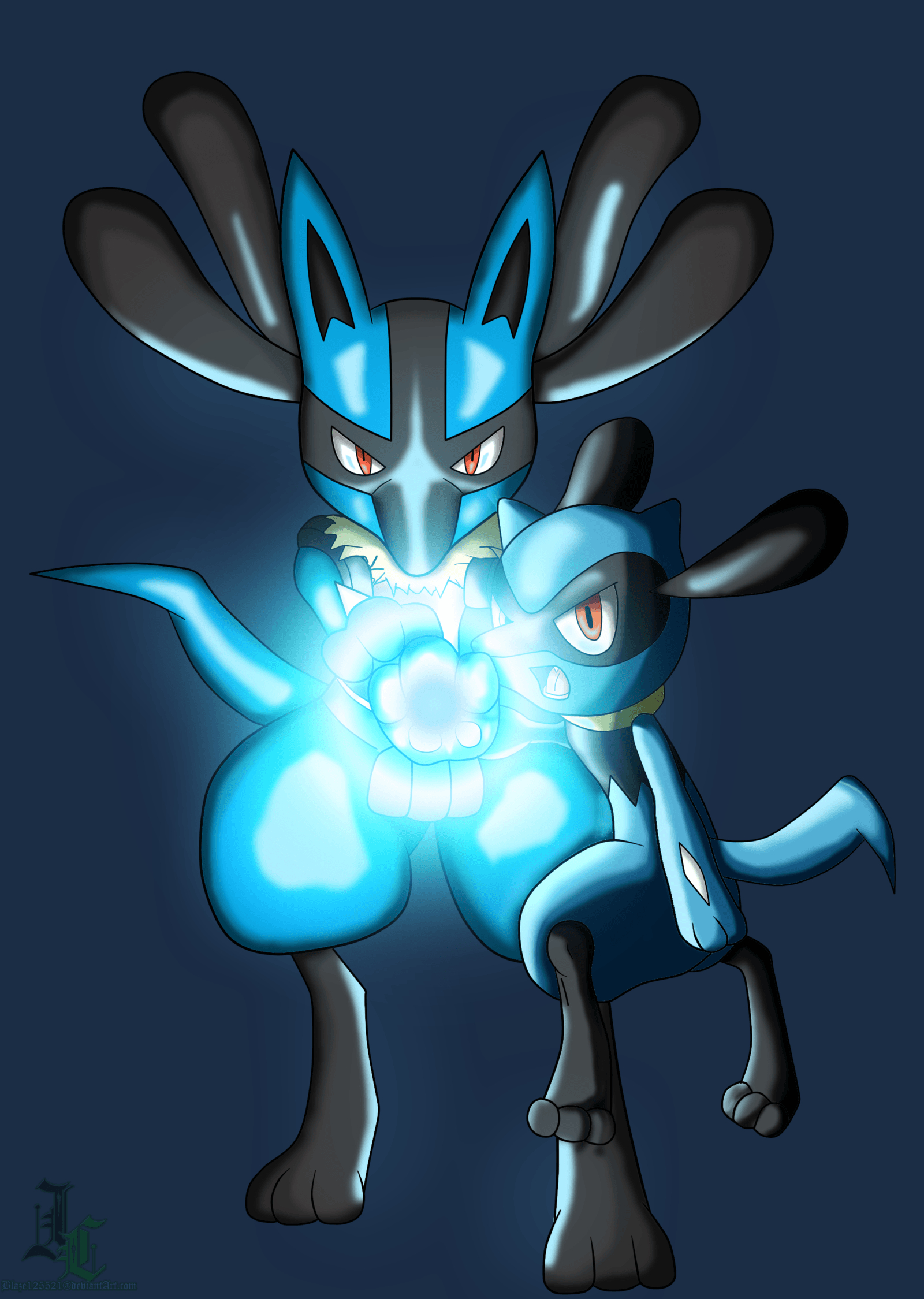 1600x2250 Lucario and Riolu Aura Sphere Colored, Phone