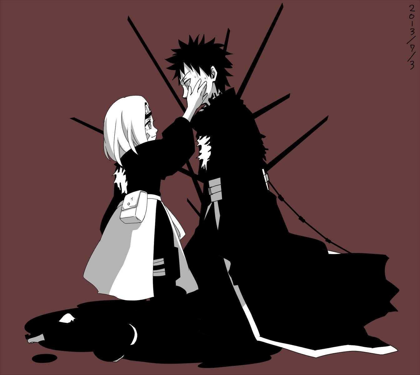 1350x1200 Obito Uchiha and Rin uchiha Fan Art, Desktop