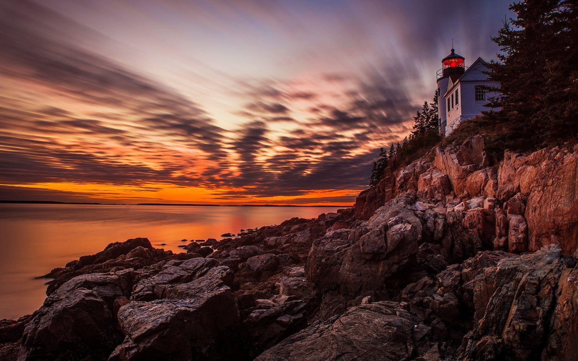 1920x1200 acadia national park sunset lighthouse HD wallpaper, Desktop