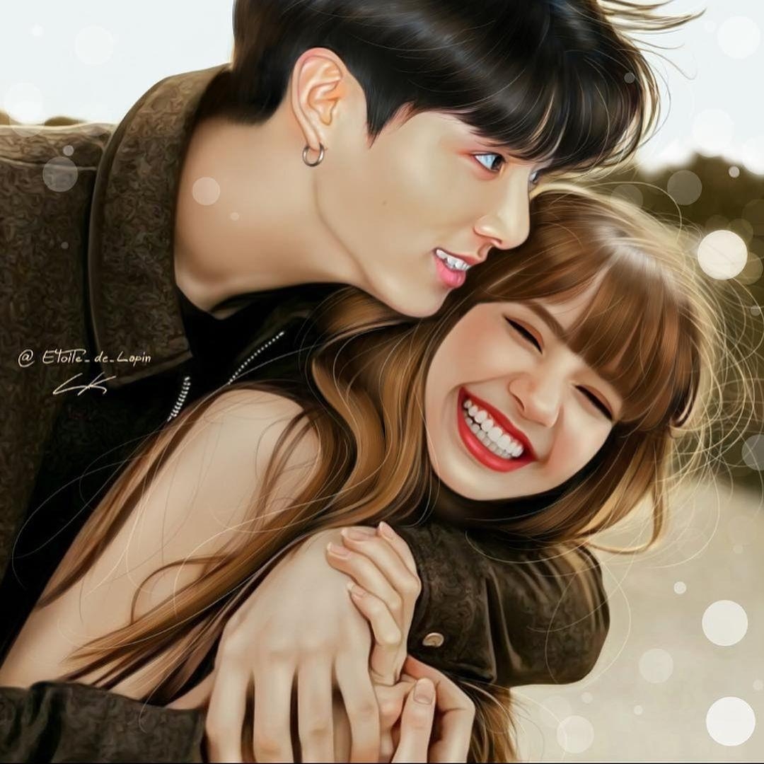 1080x1080 Lizkook fanart. Credits to owners. #lizkook #liskook #lisa #jungkook, Phone