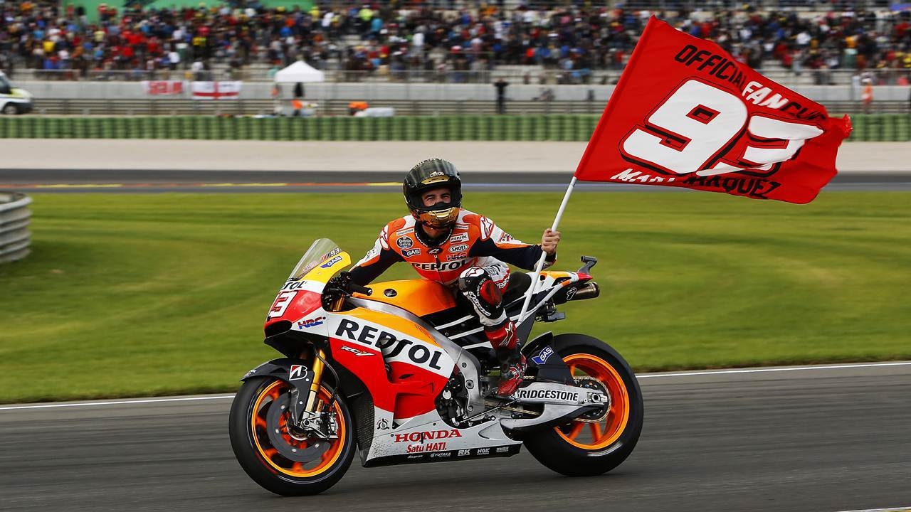 1280x720 Marc Marquez With Flag Celebrate Wallpaper Wallpaper Themes, Desktop