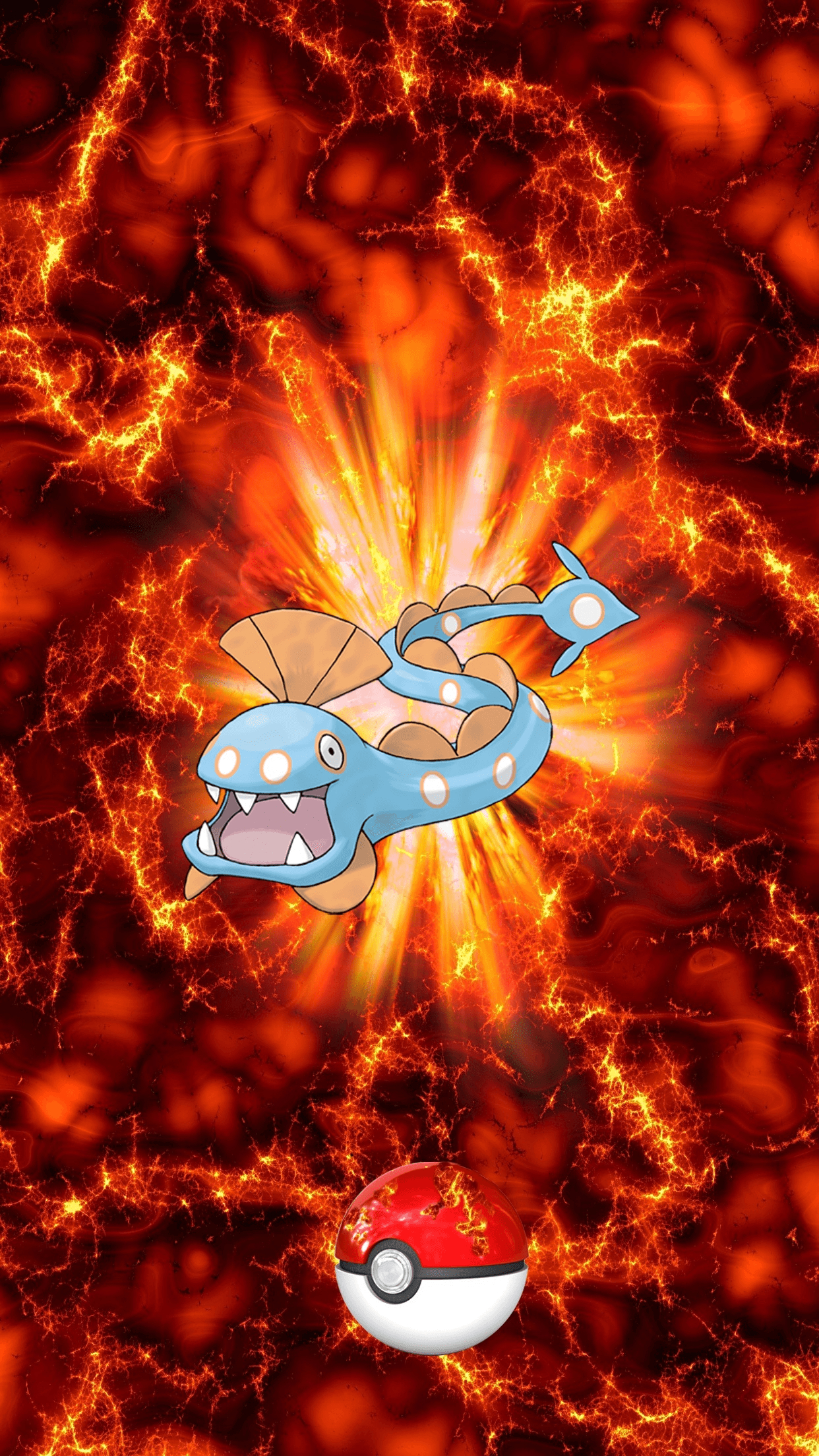 1250x2210 Fire Pokeball Huntail Unknown Clamperl, Phone