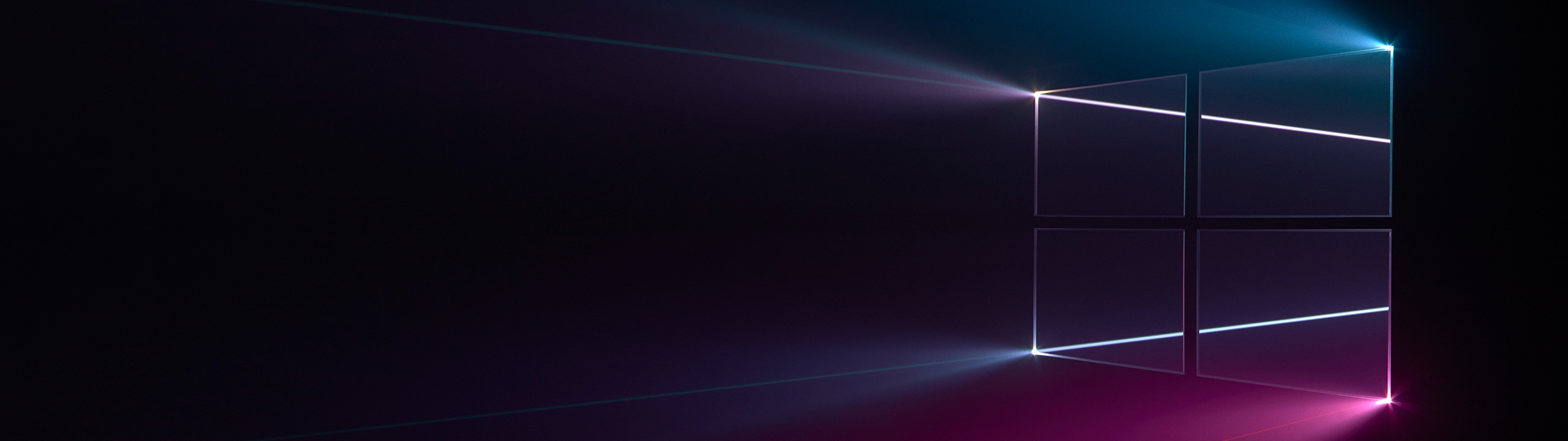 3840x1080 Windows 10 Wallpaper 4K, Microsoft Windows, Colorful, Black background, Technology, Dual Screen