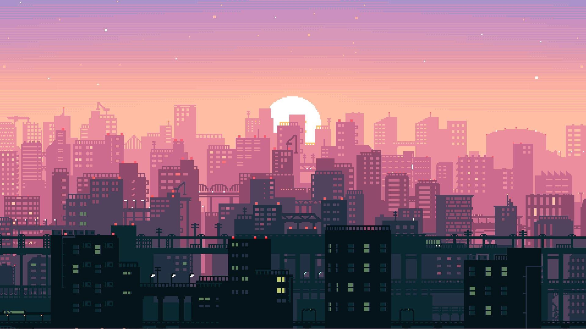 1920x1080 Bit Pixel Art City, HD Artist, 4k Wallpaper, Image, Background, Desktop