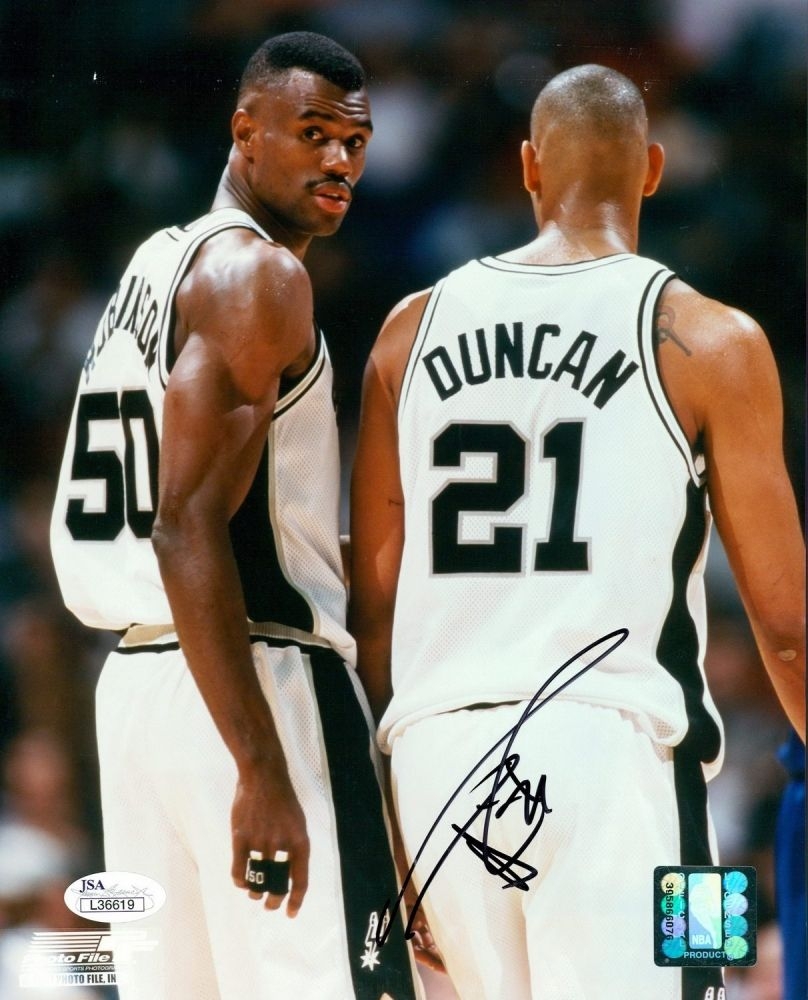 810x1000 Tim Duncan Signed Spurs 8x10 Photo with David Robinson JSA COA, Phone