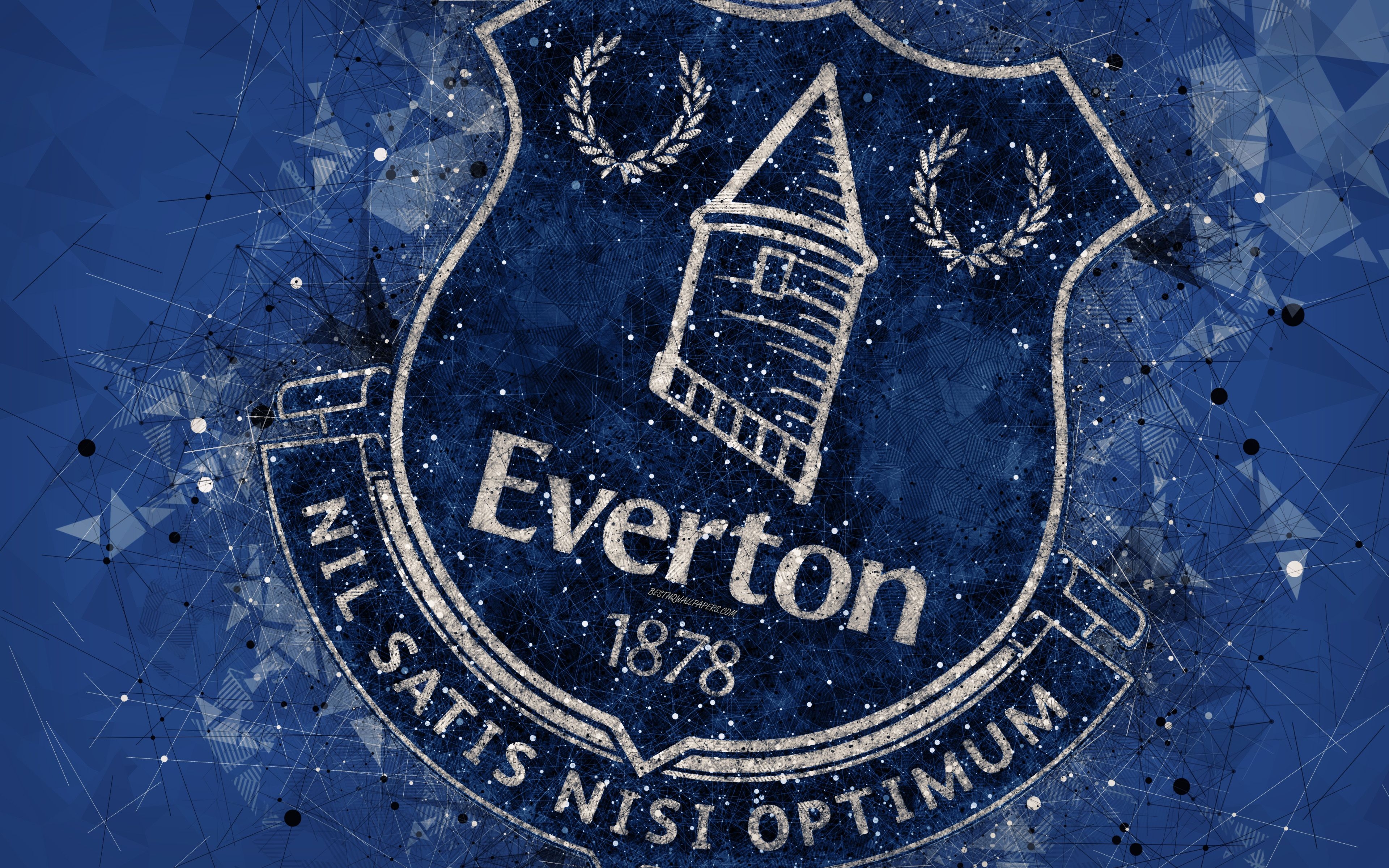 3840x2400 Download wallpaper Everton FC, 4k, logo, geometric art, English, Desktop