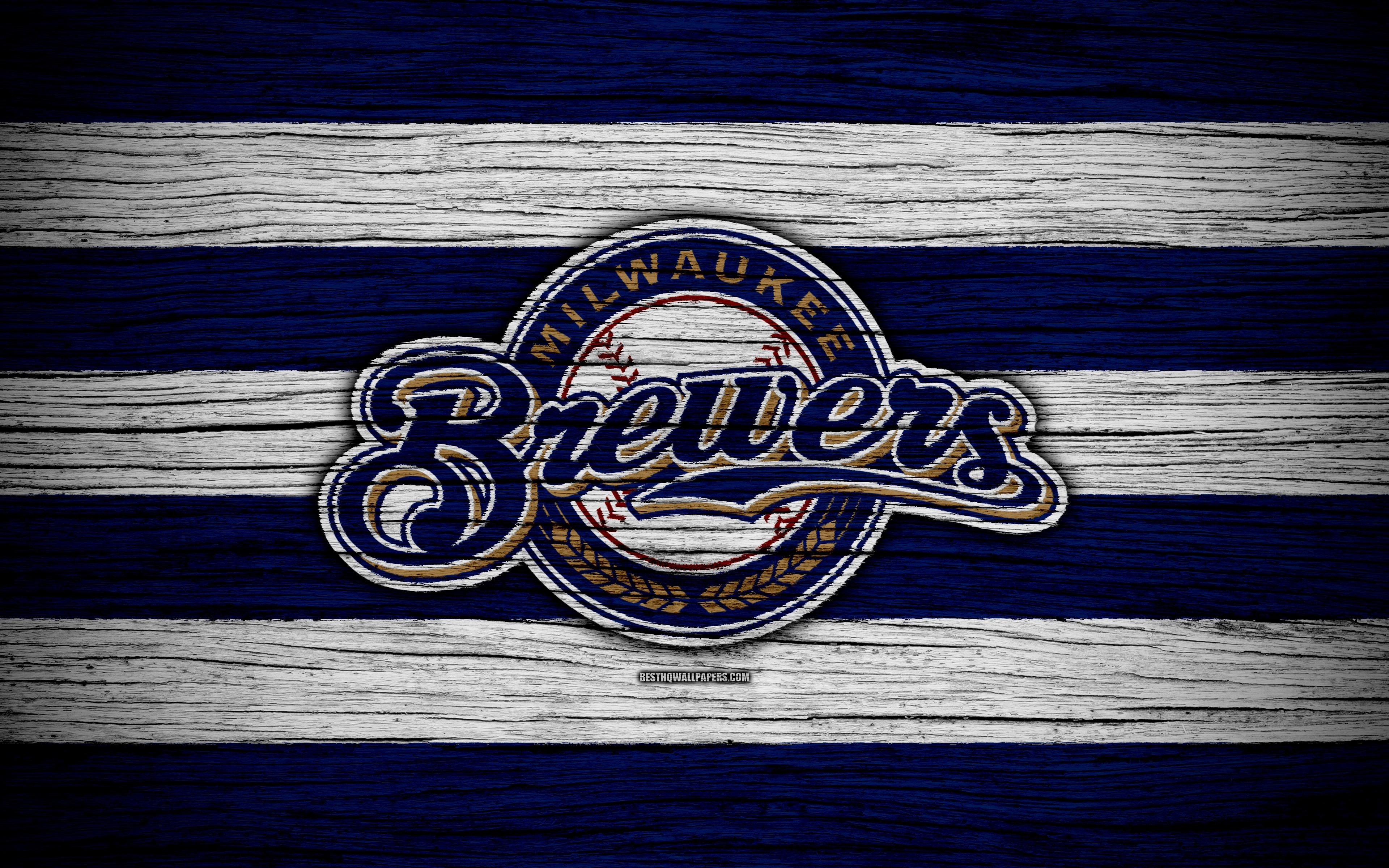 3840x2400 Download wallpaper Milwaukee Brewers, 4k, MLB, baseball, USA, Major, Desktop