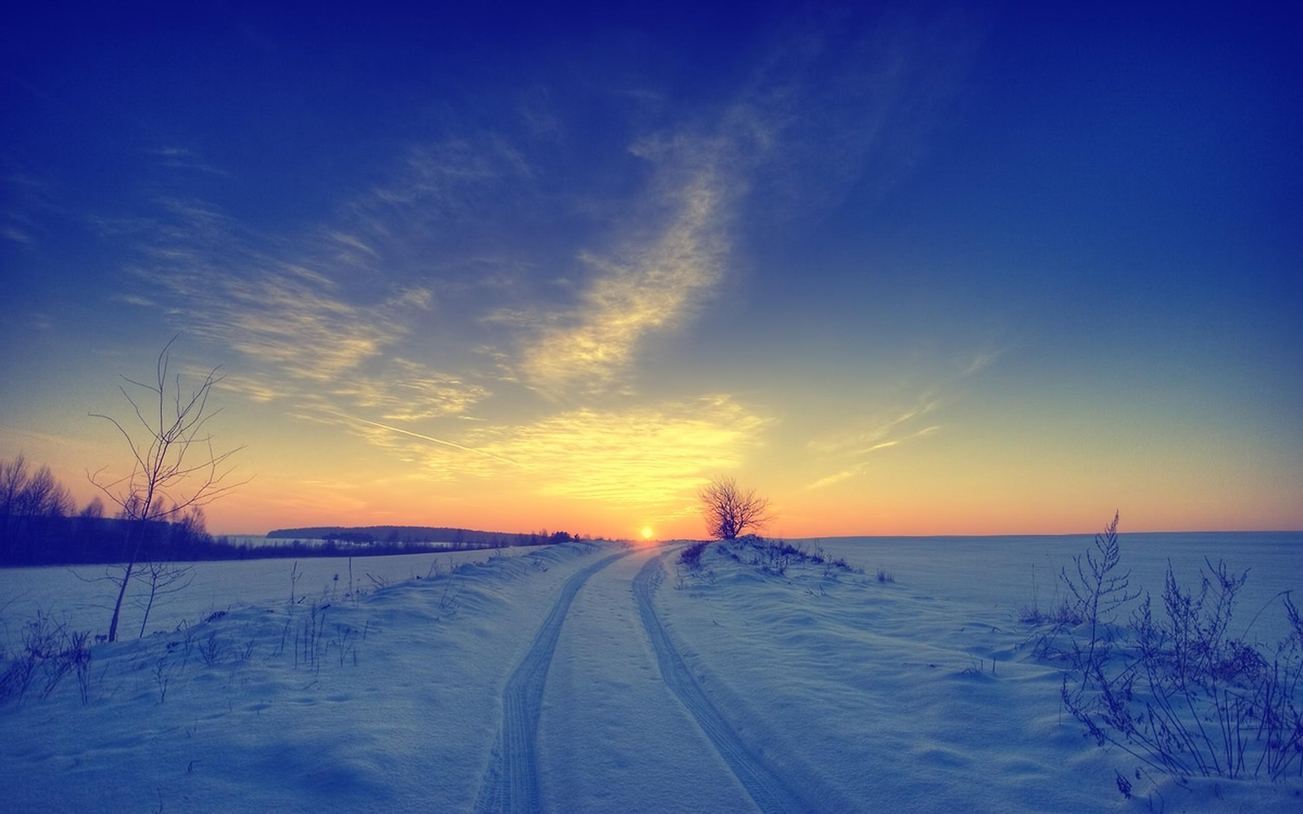 2560x1600 Winter Sunset Wallpaper, Desktop