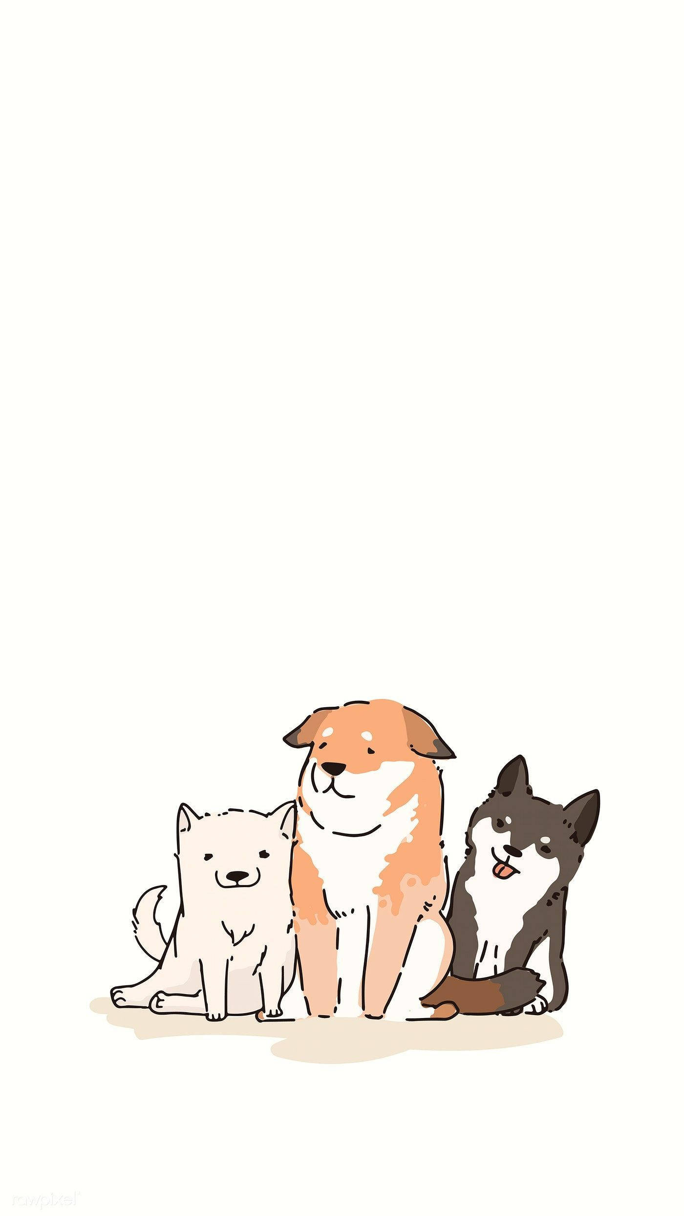 1400x2490 Download Cute Dogs Aesthetic Drawing Wallpaper, Phone