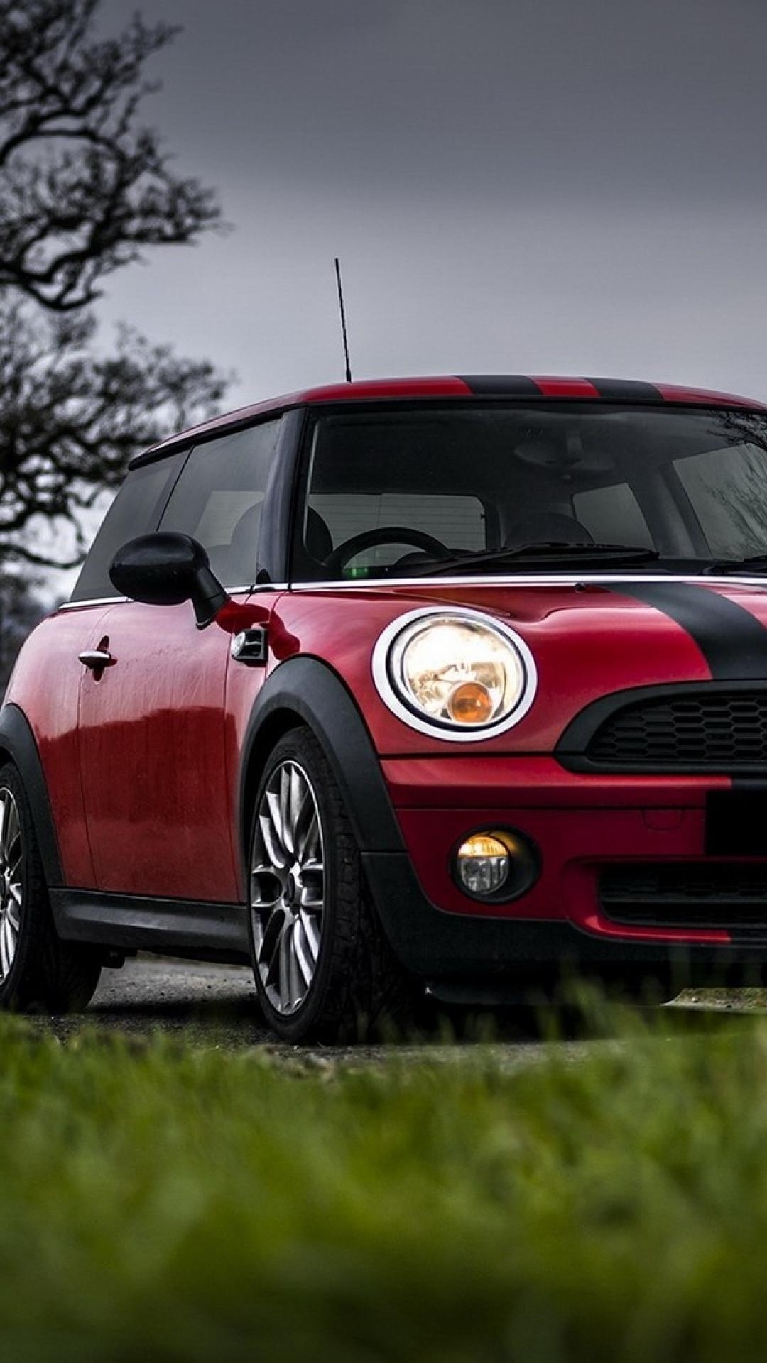 1080x1920 Cars Grass Low Angle Shot Mini Cooper Red Wallpaper, Phone