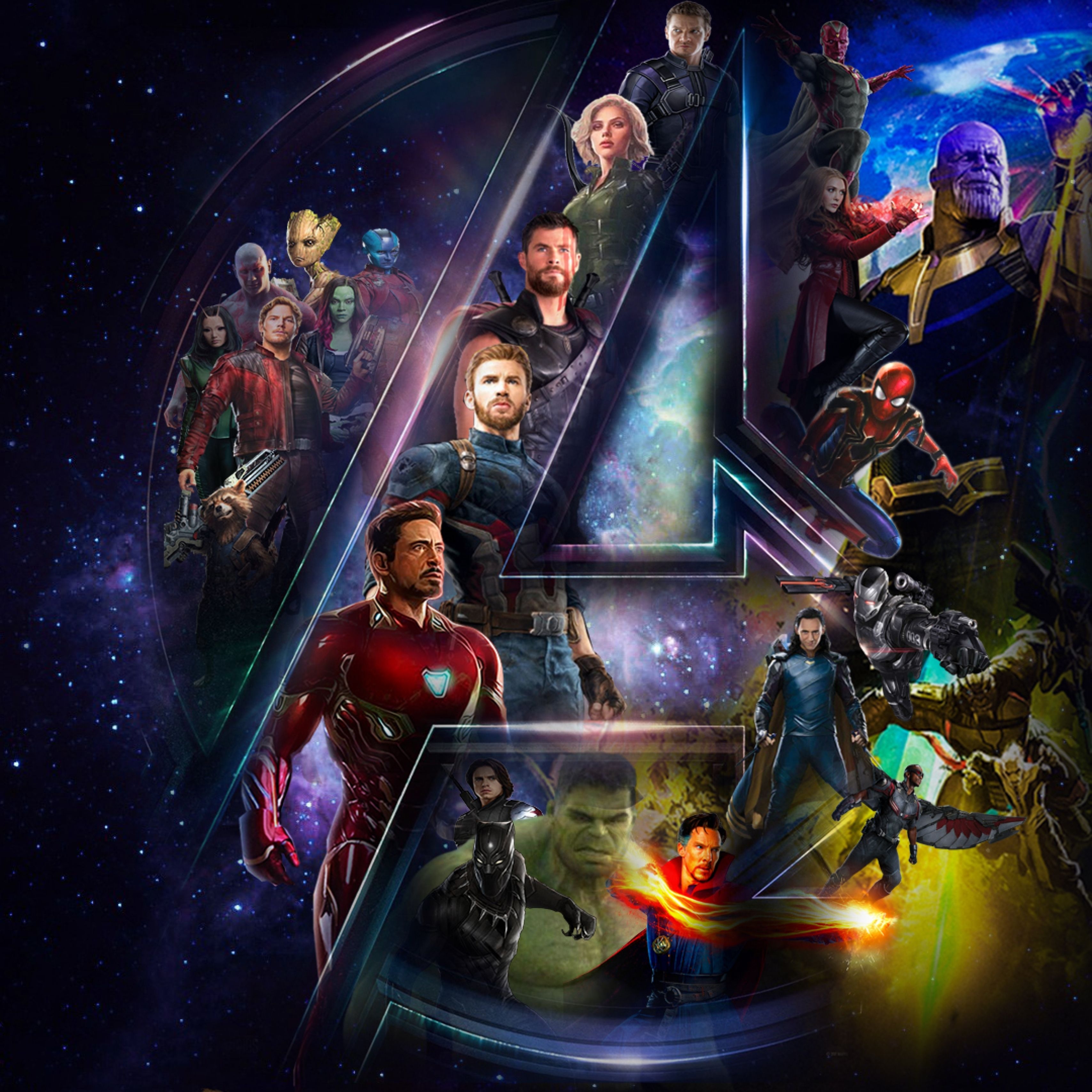 3420x3420 Download Avengers Infinty War Star Cast And Logo iPad Pro 12.9 inches Retina wallpaper, Phone