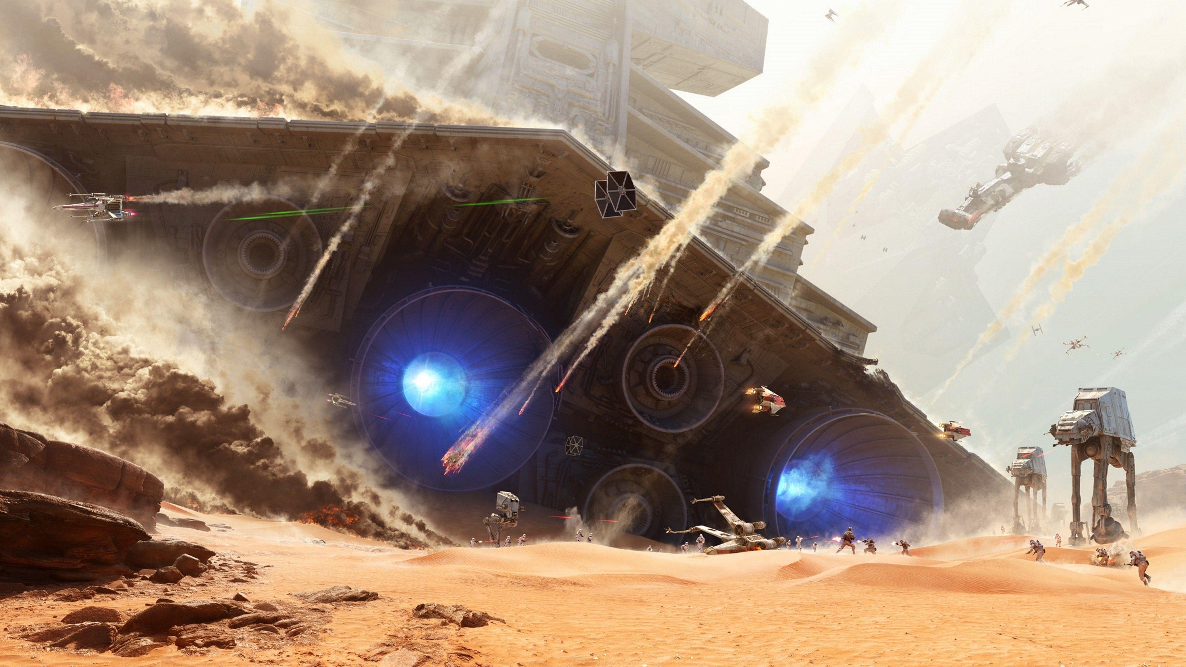 3840x2160 Desert, X Wing, Soldier, Tie Fighter, AT AT, Video Games, Star Wars, Desktop