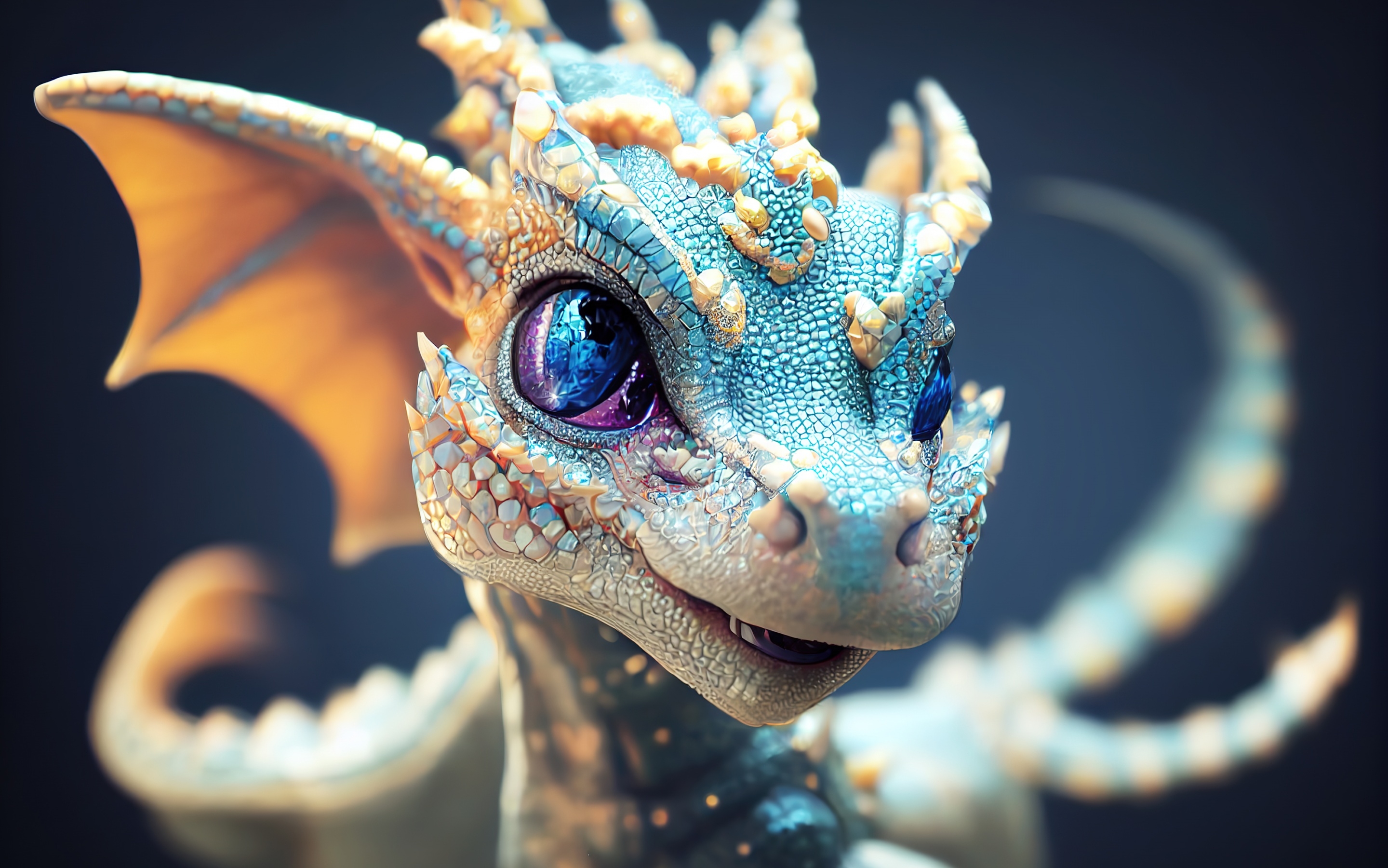 2880x1800 Cute dragon Wallpaper 4K, Midjourney, Desktop