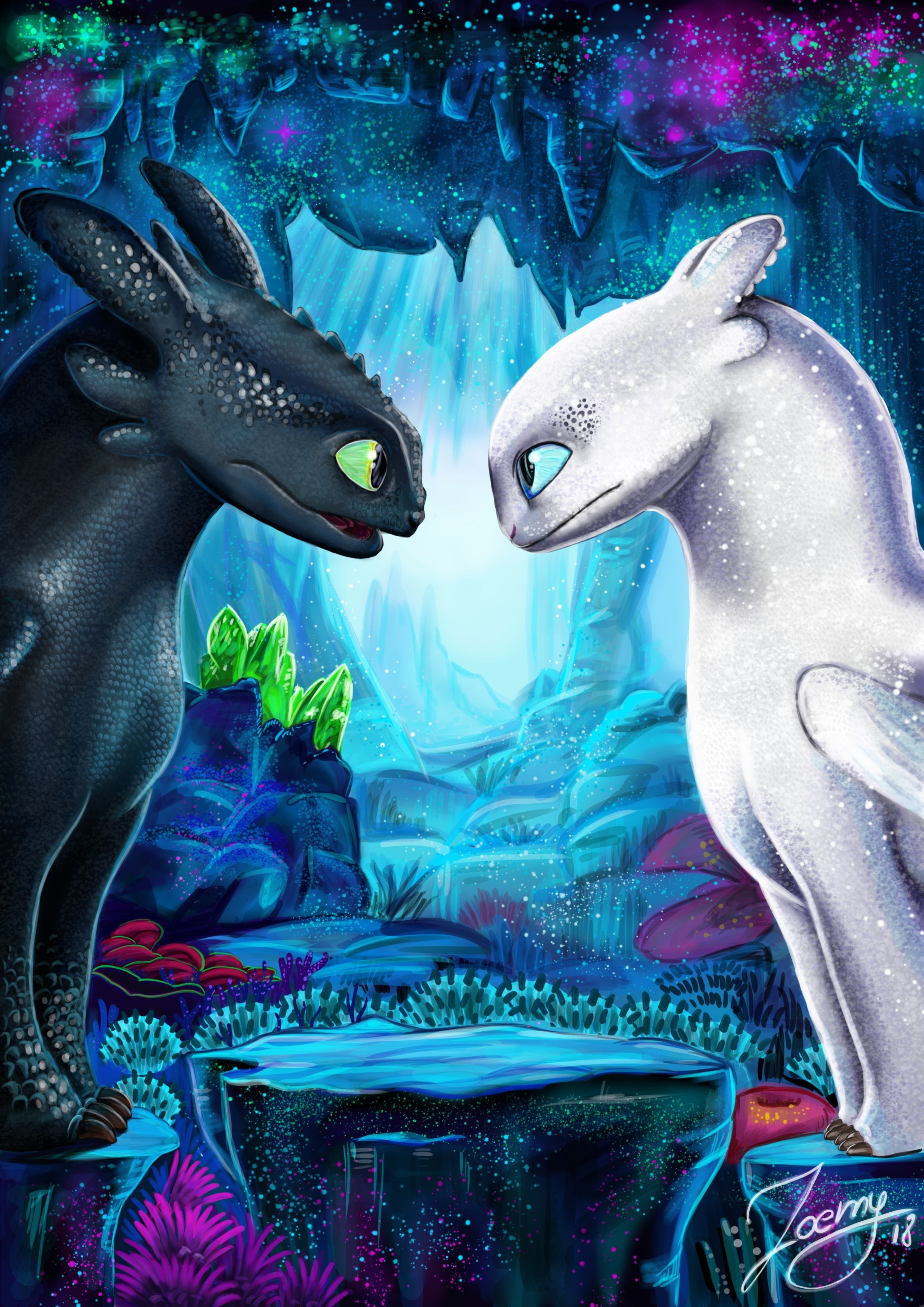 2480x3510 Art © Zoemy The Light Fury © Dreamworks How to Train Your Dragon3, Phone