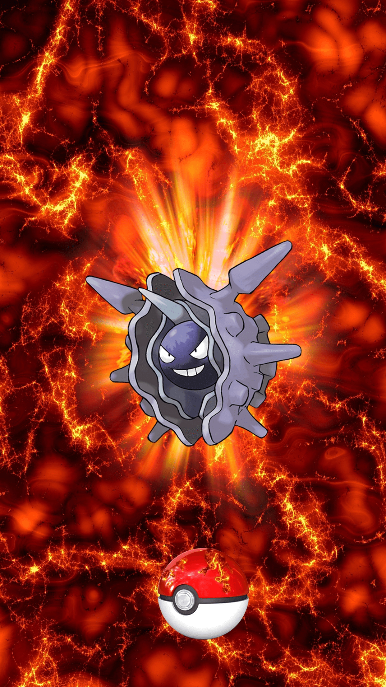 1250x2210 Fire Pokeball Cloyster Parshen Shellder, Phone