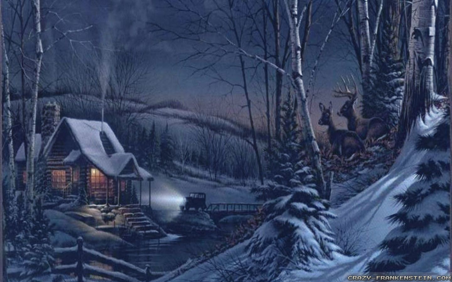 1440x900 Winter Log Cabin Wallpaper Winter Night House HD Wallpaper, Desktop