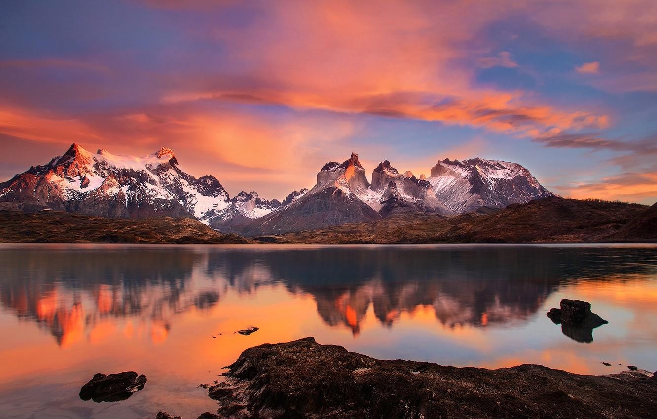 1340x850 Wallpaper lake, Morning, Chile, South America, Patagonia, the Andes, Desktop