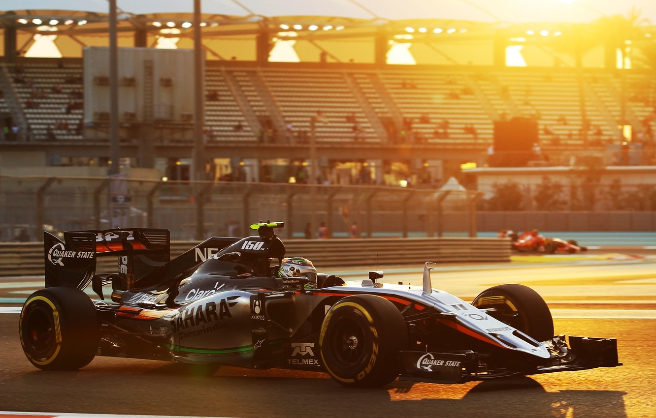 1340x850 Wallpaper Sunset, Formula Sahara, Force India, Sergio Perez image for desktop, section спорт, Desktop