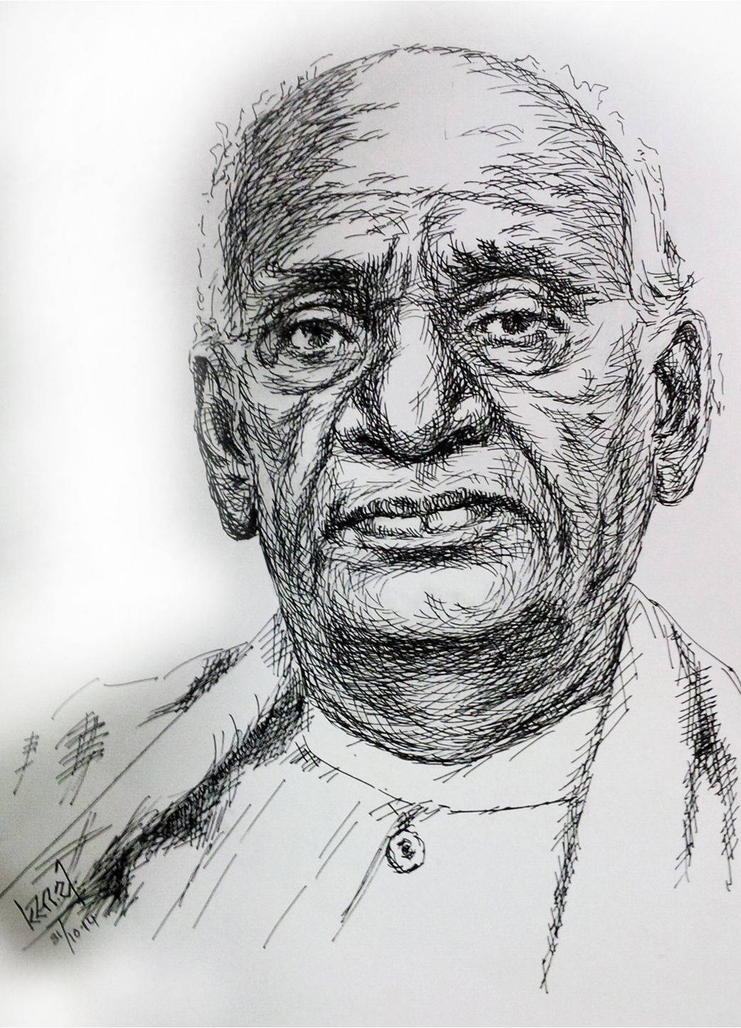 1050x1450 Download Artistic Representation of Sardar Vallabhbhai Patel Wallpaper, Phone