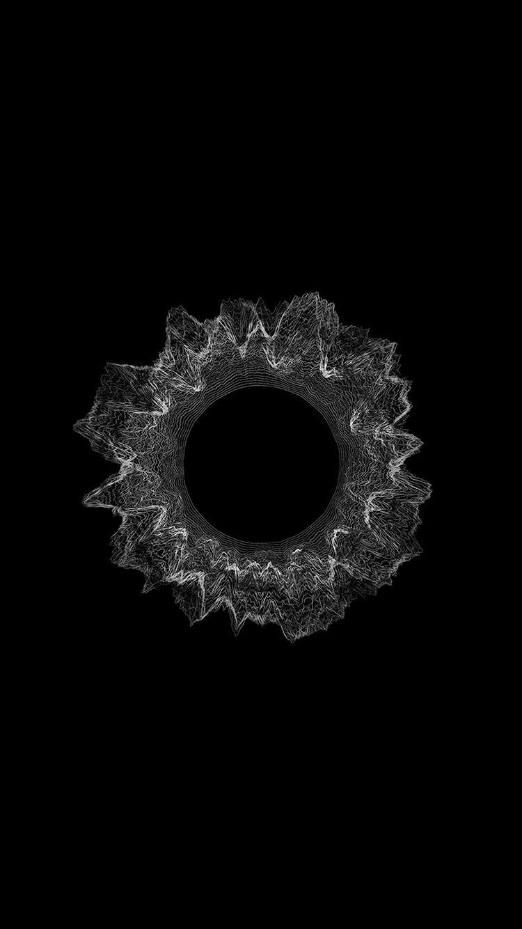 750x1340 Dark Bw Circle Minimal Abstract Digital Art Pattern, Phone