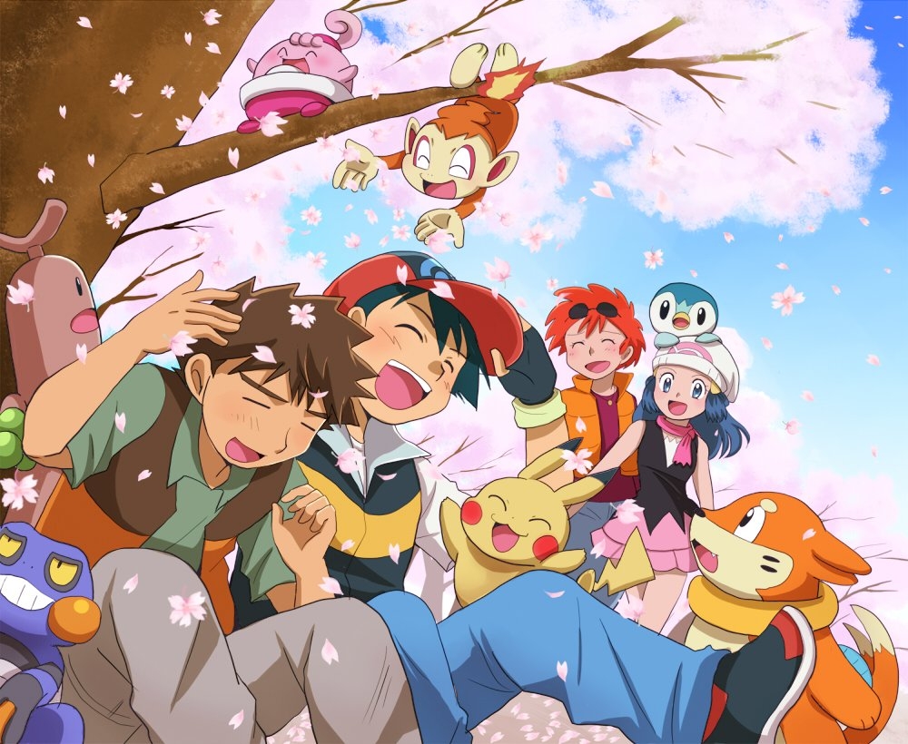 1000x820 Anime Herald Ash and his friends found time to stop and admire the cherry blossoms. (src: ) #Pokemon, Desktop