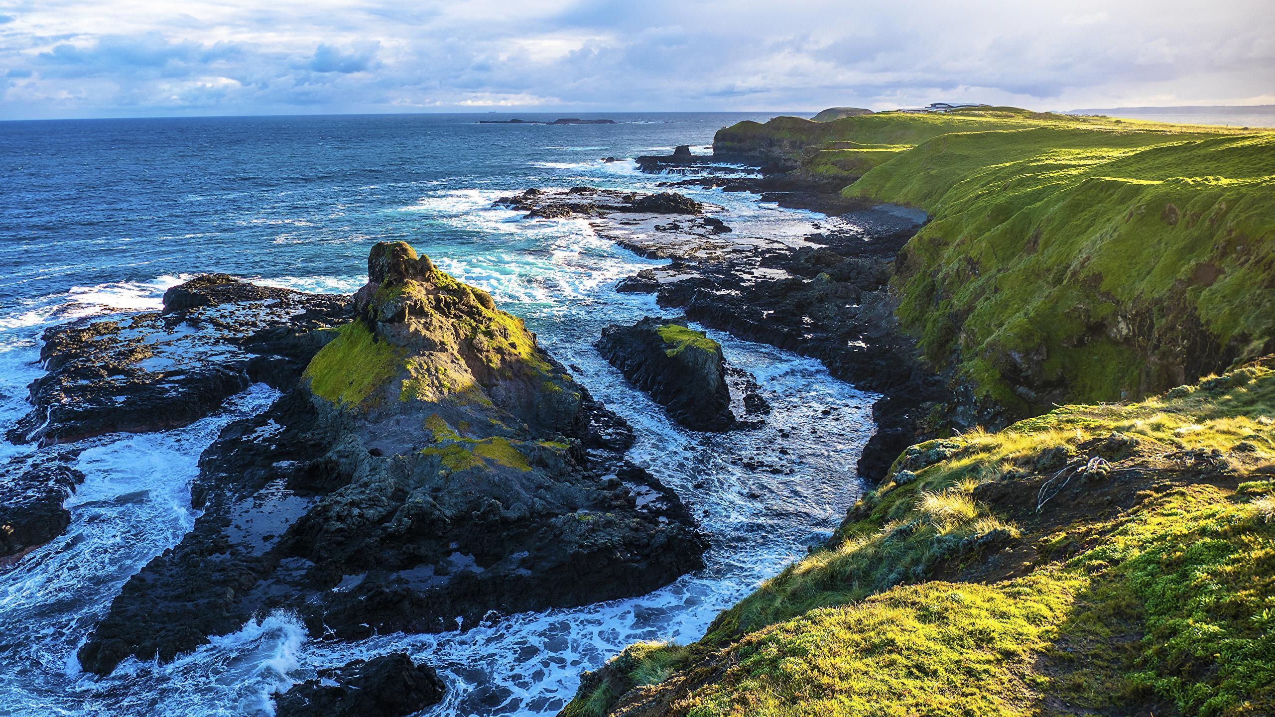 2560x1440 Photos Australia Phillip Island Sea Rock Nature Coast, Desktop