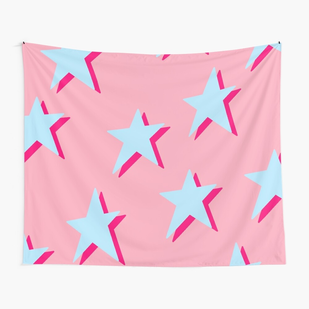 1000x1000 PASTEL BLUE & PINK PREPPY STARS Tapestry, Phone