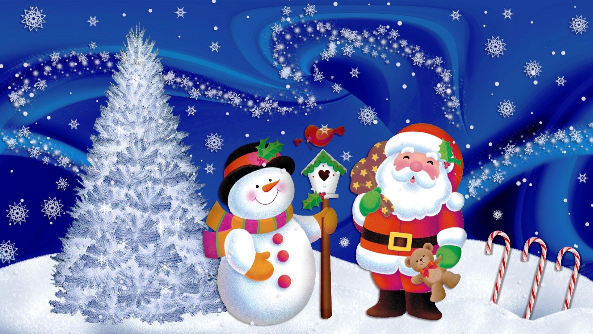 1920x1080 Animated Christmas Wallpaper Free Download Snowman And Santa, Desktop