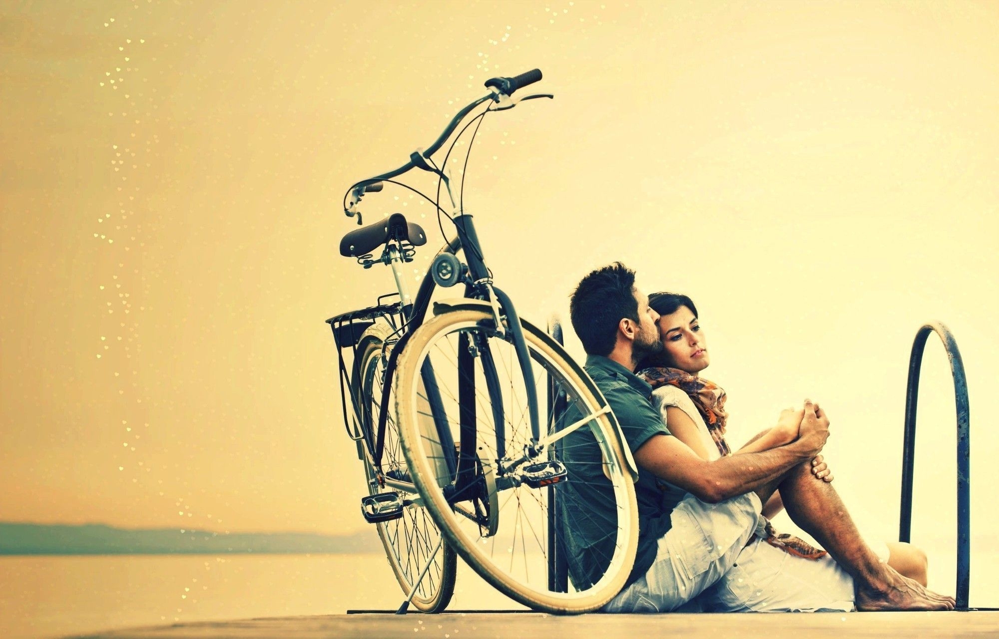 2000x1280 couple, Women, Men, Hugging, Love, Emotions, Bicycle Wallpaper HD / Desktop and Mobile Background, Desktop