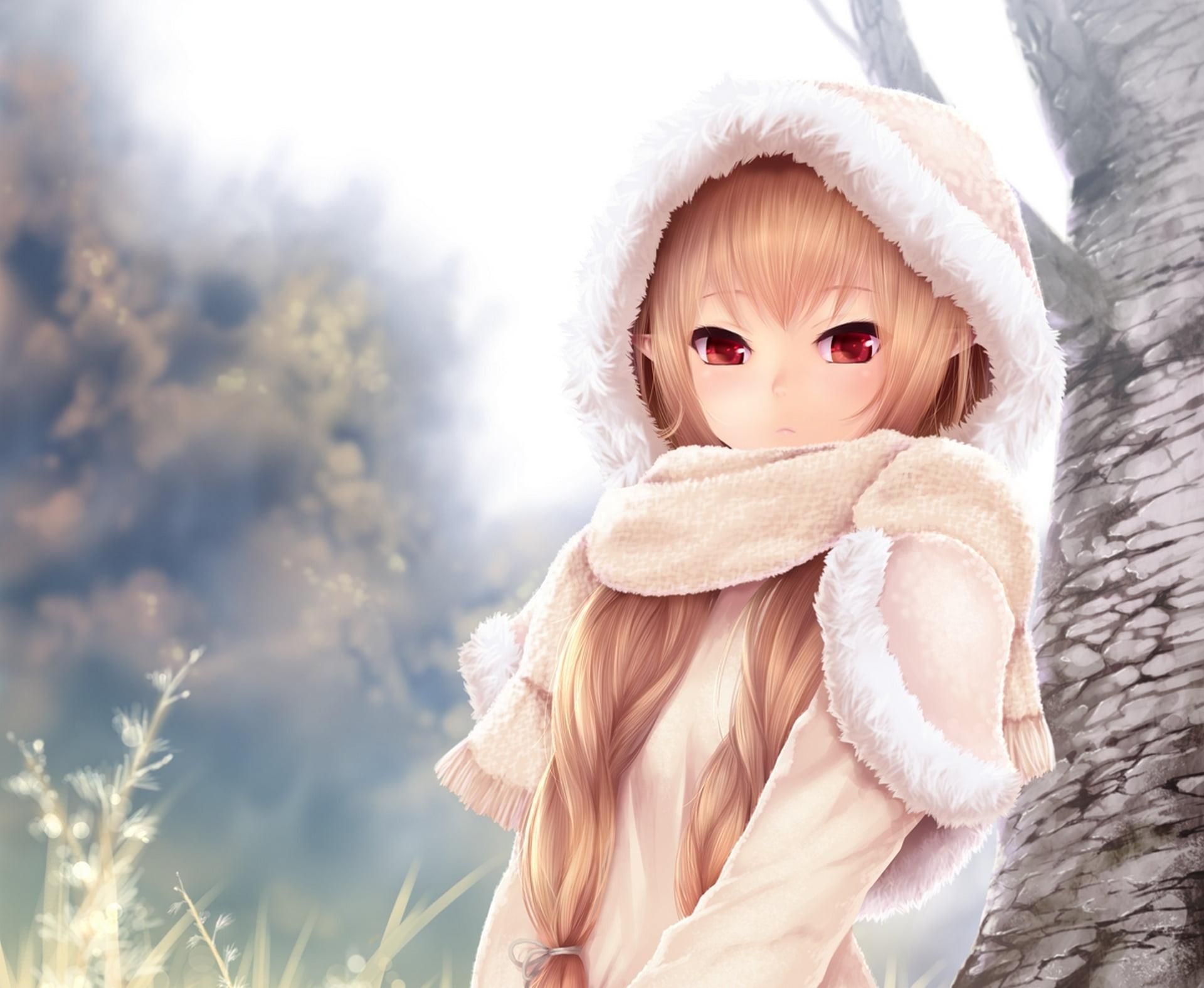 1920x1580 Photography of anime woman elf with hoodie illustration HD wallpaper, Desktop