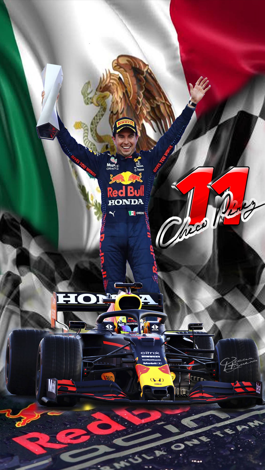 1090x1920 Download Sergio Perez Mexican Flag Wallpaper, Phone