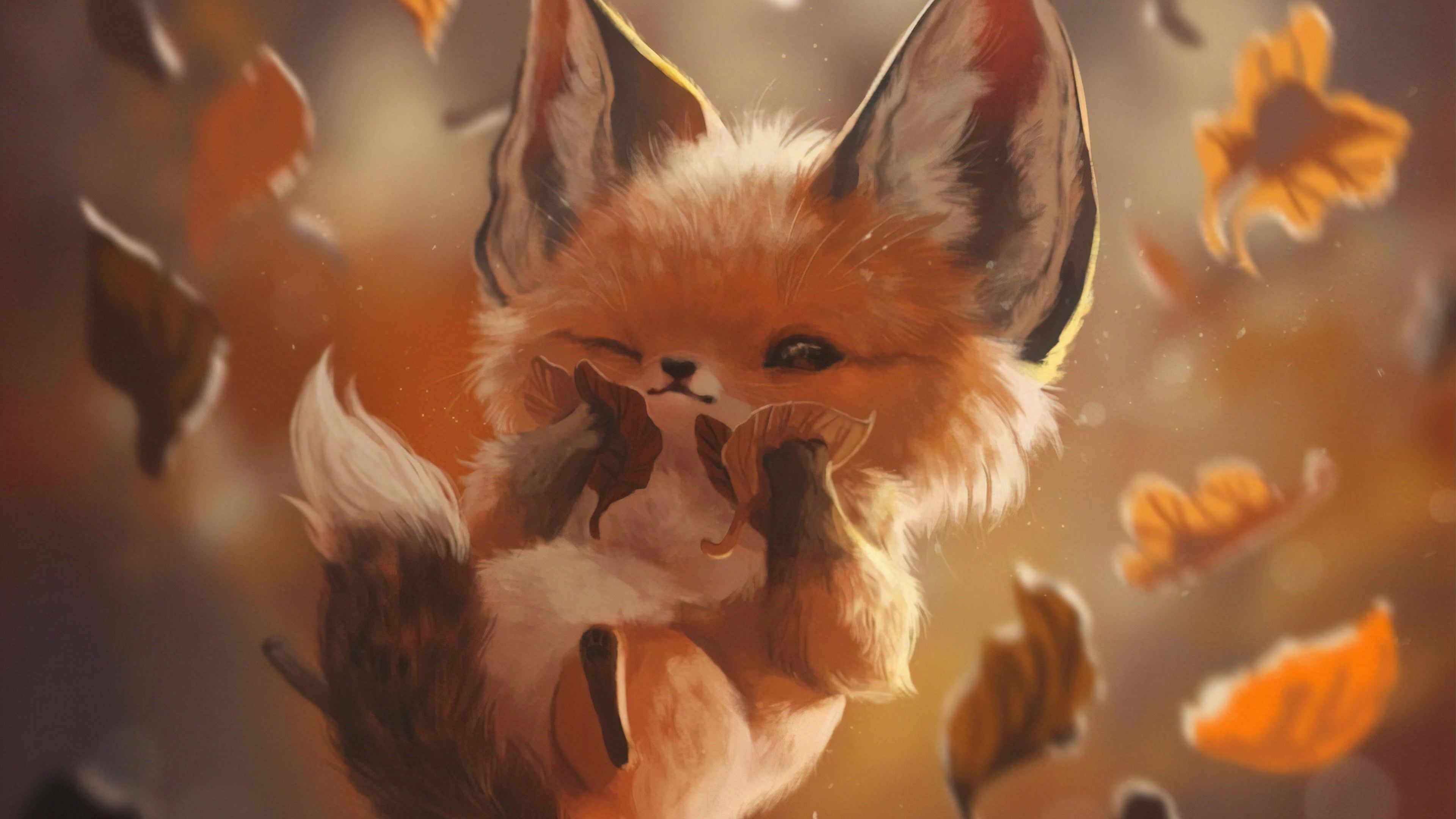 3840x2160 Cute Fox Art Wallpaper Free Cute Fox Art Background, Desktop