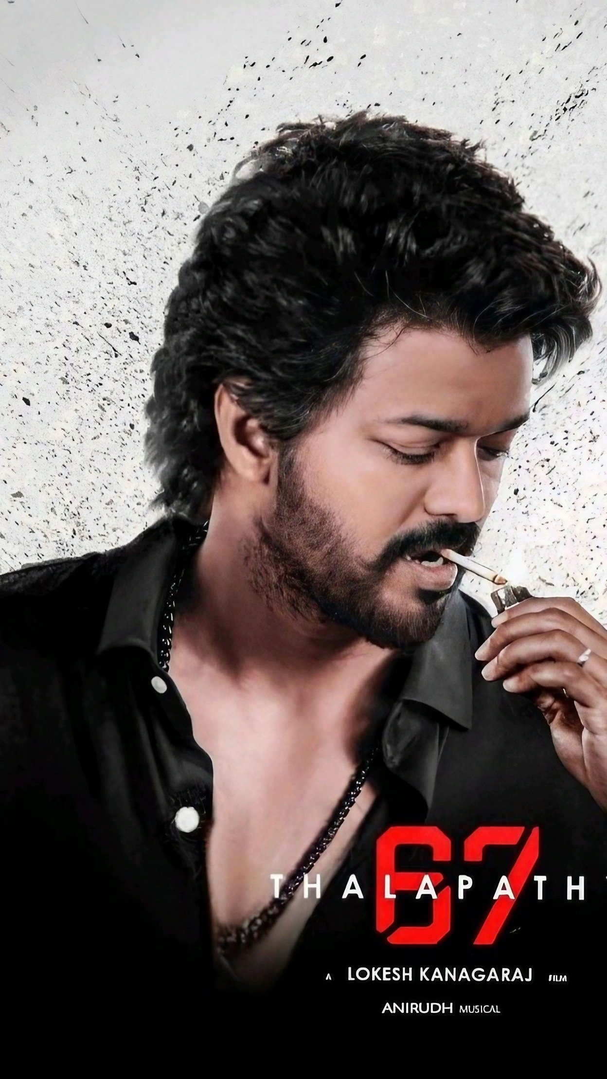 1250x2220 Thalapathy 67 In Black Shirt Wallpaper Download, Phone