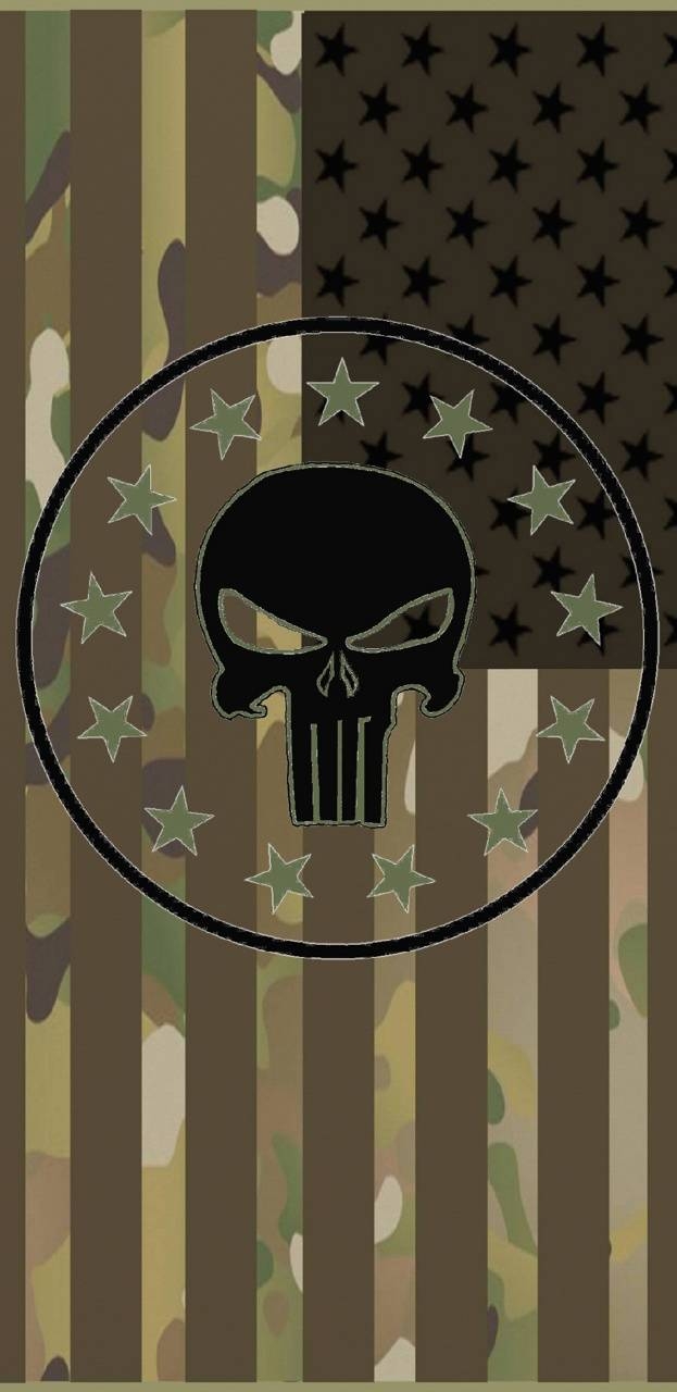 630x1280 Punisher flag wallpaper, Phone