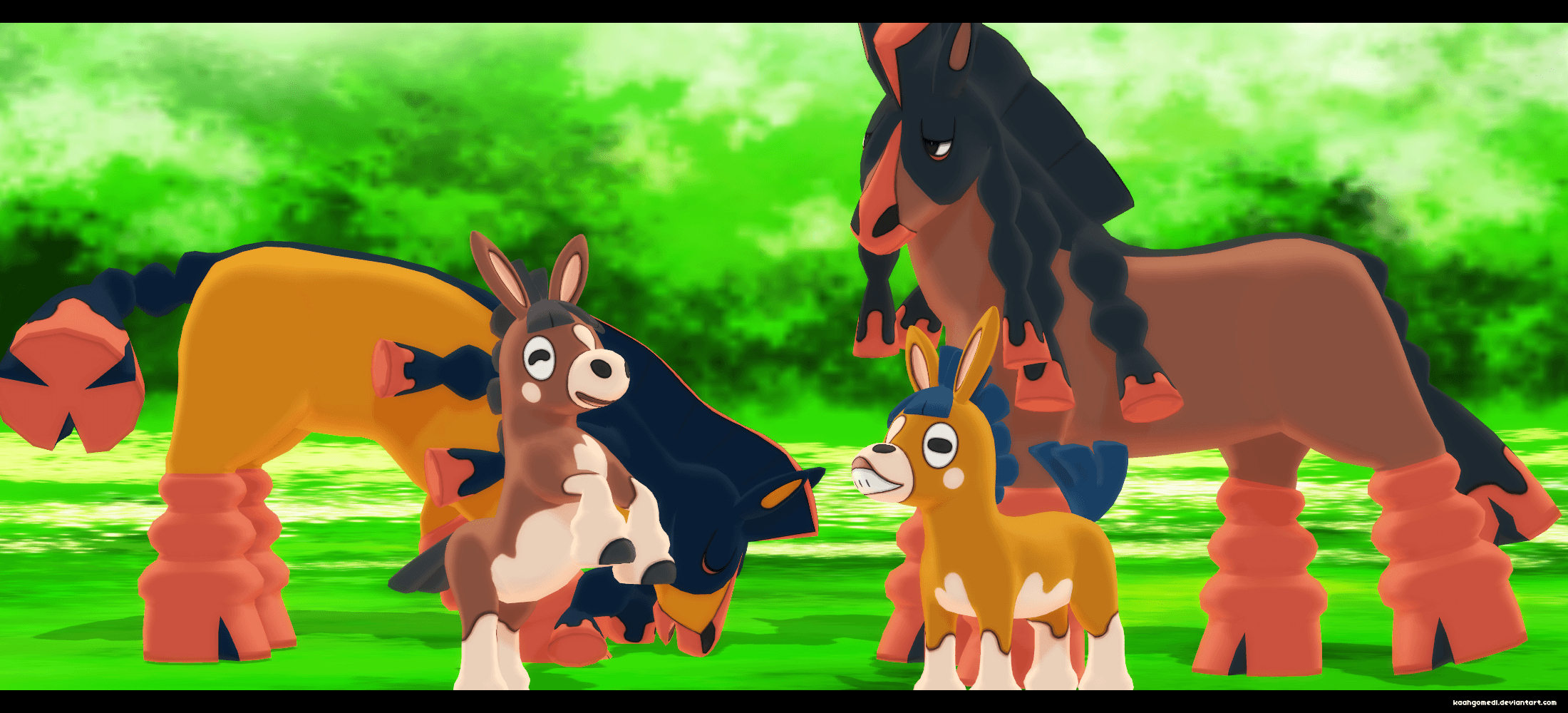 2200x1000 Mmd Pokemon Sun and Moon: Mudbray and Mudsdale, Dual Screen