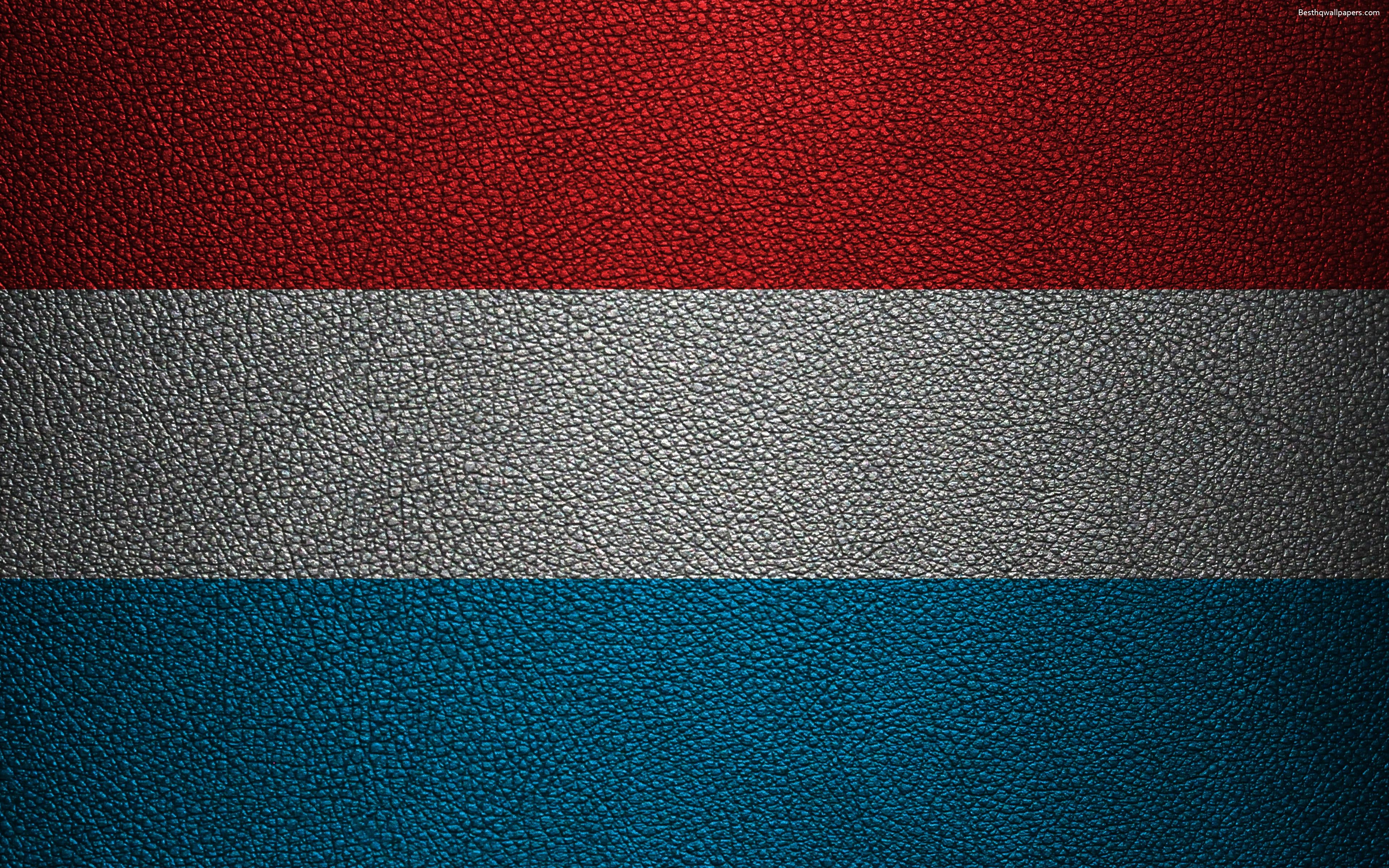 3840x2400 Download wallpaper Flag of Luxembourg, 4k, leather texture, Desktop