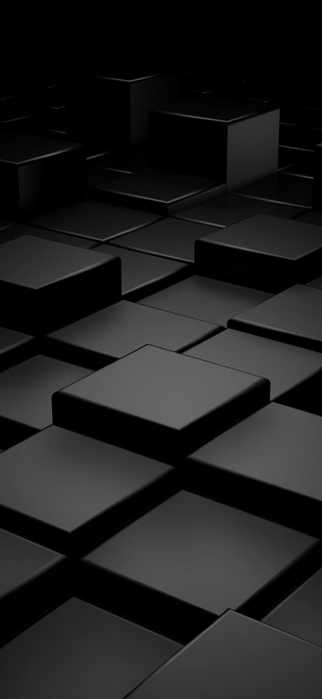 1250x2690 Black 3D Blocks iPhone Wallpaper Free Download, Phone