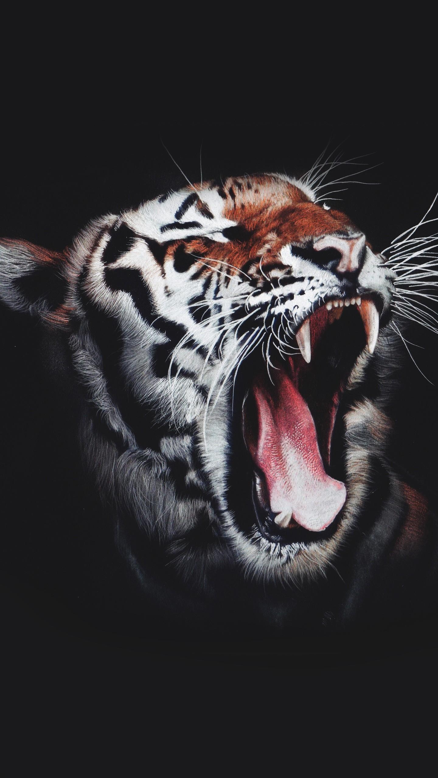 1440x2560 Roaring Tiger 4K Wallpaper, Phone