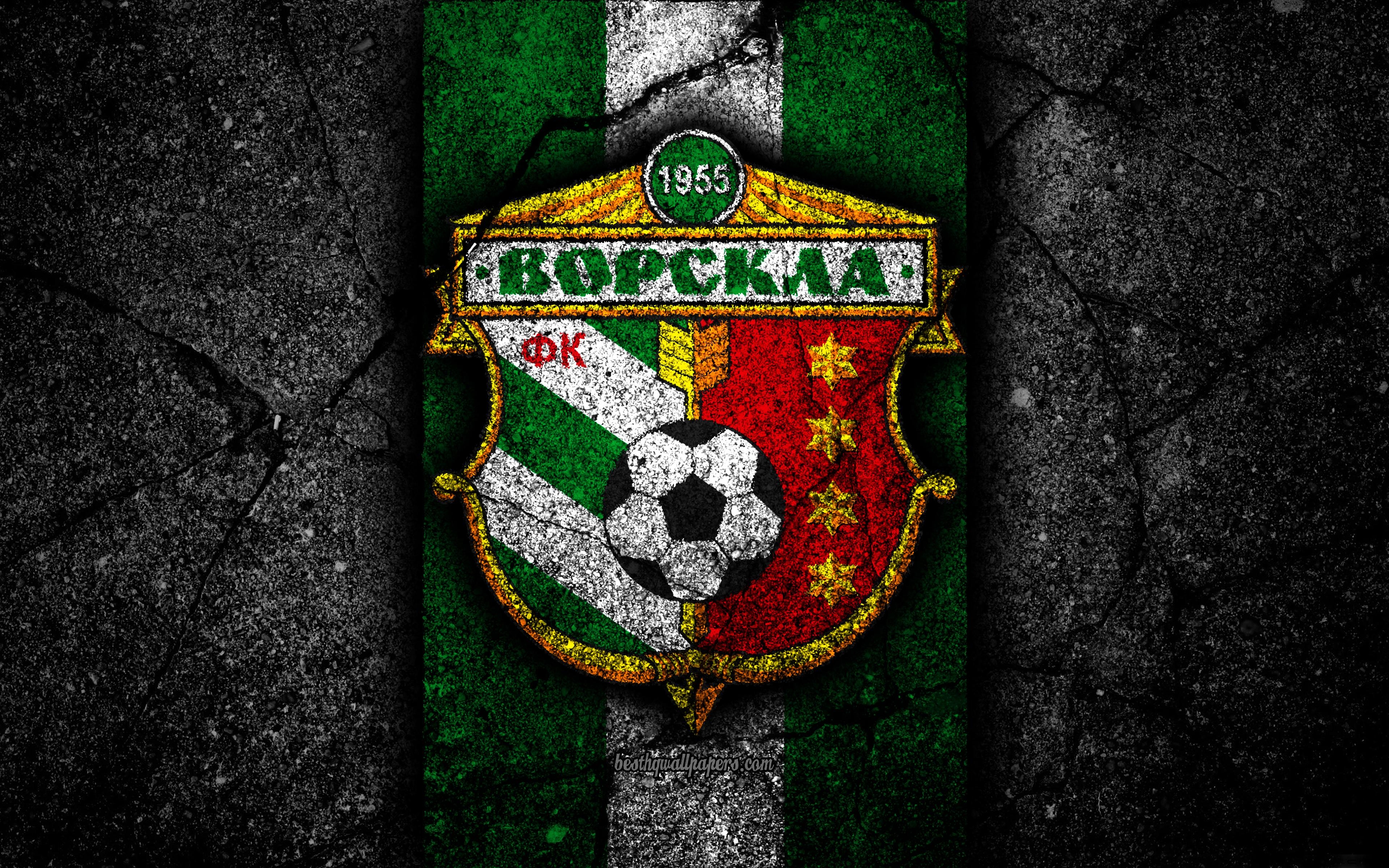 3840x2400 Download wallpaper 4k, Vorskla Poltava FC, logo, UPL, soccer, black, Desktop